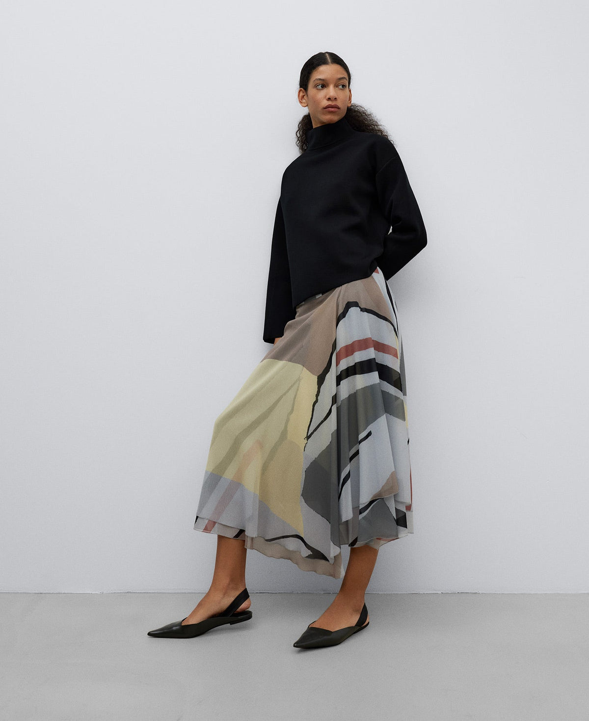 Patterned Semi-Transparent Midi Skirt