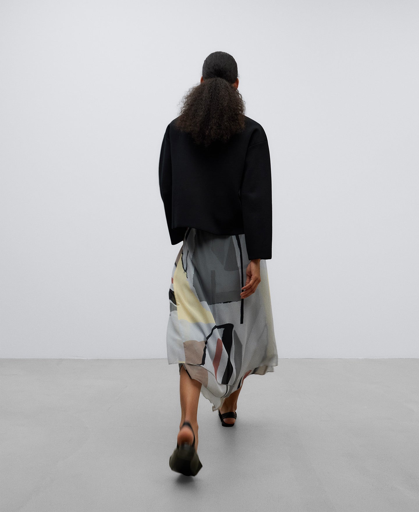 Patterned Semi-Transparent Midi Skirt