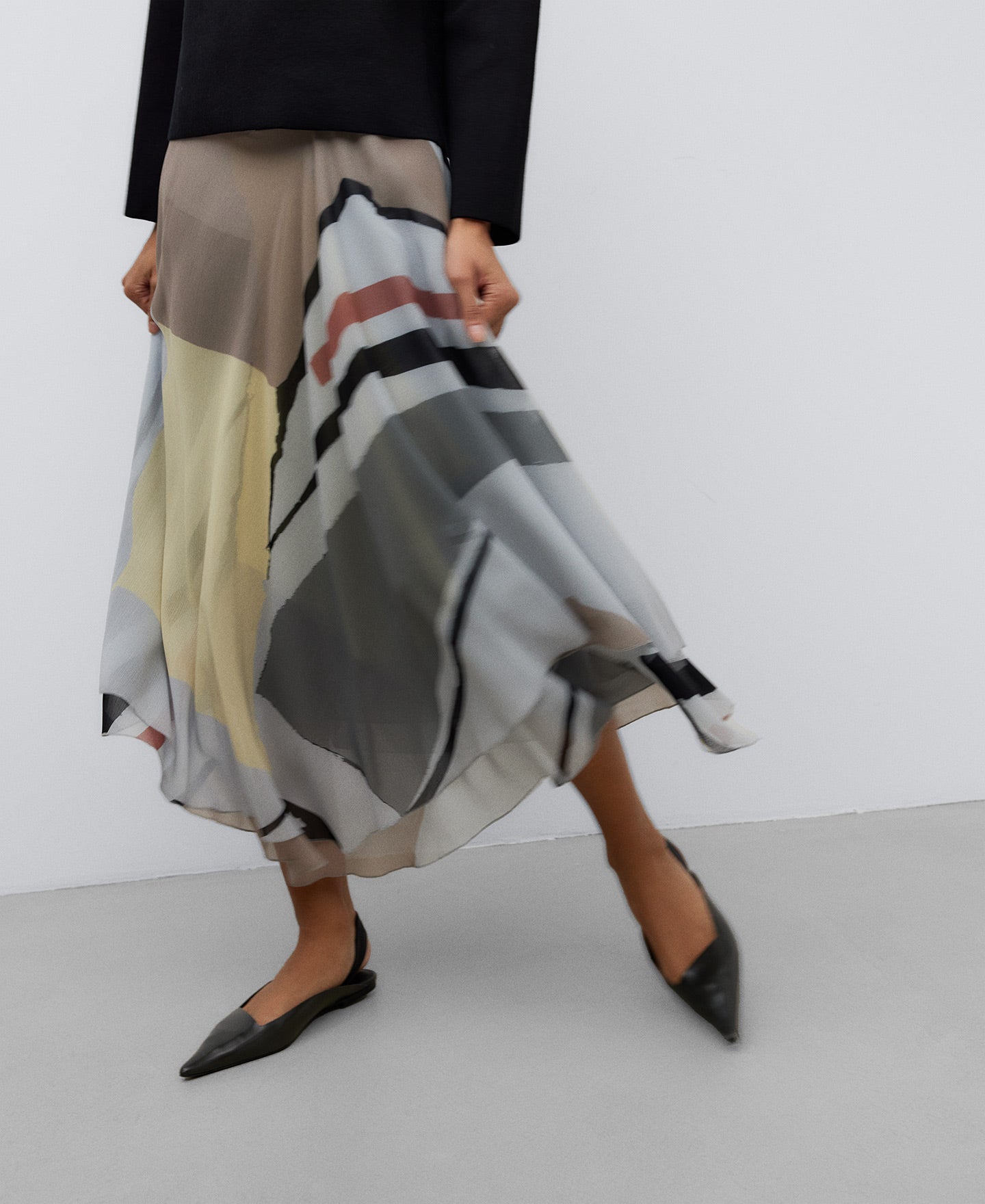 Patterned Semi-Transparent Midi Skirt