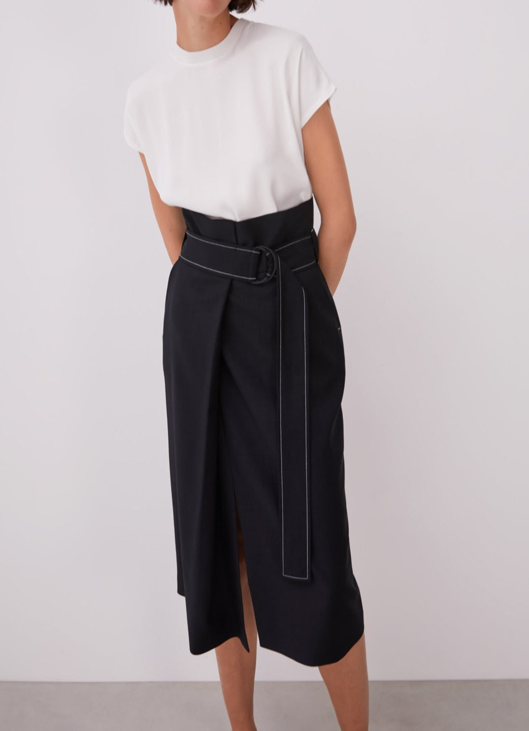 Black Straight Wrapping Skirt