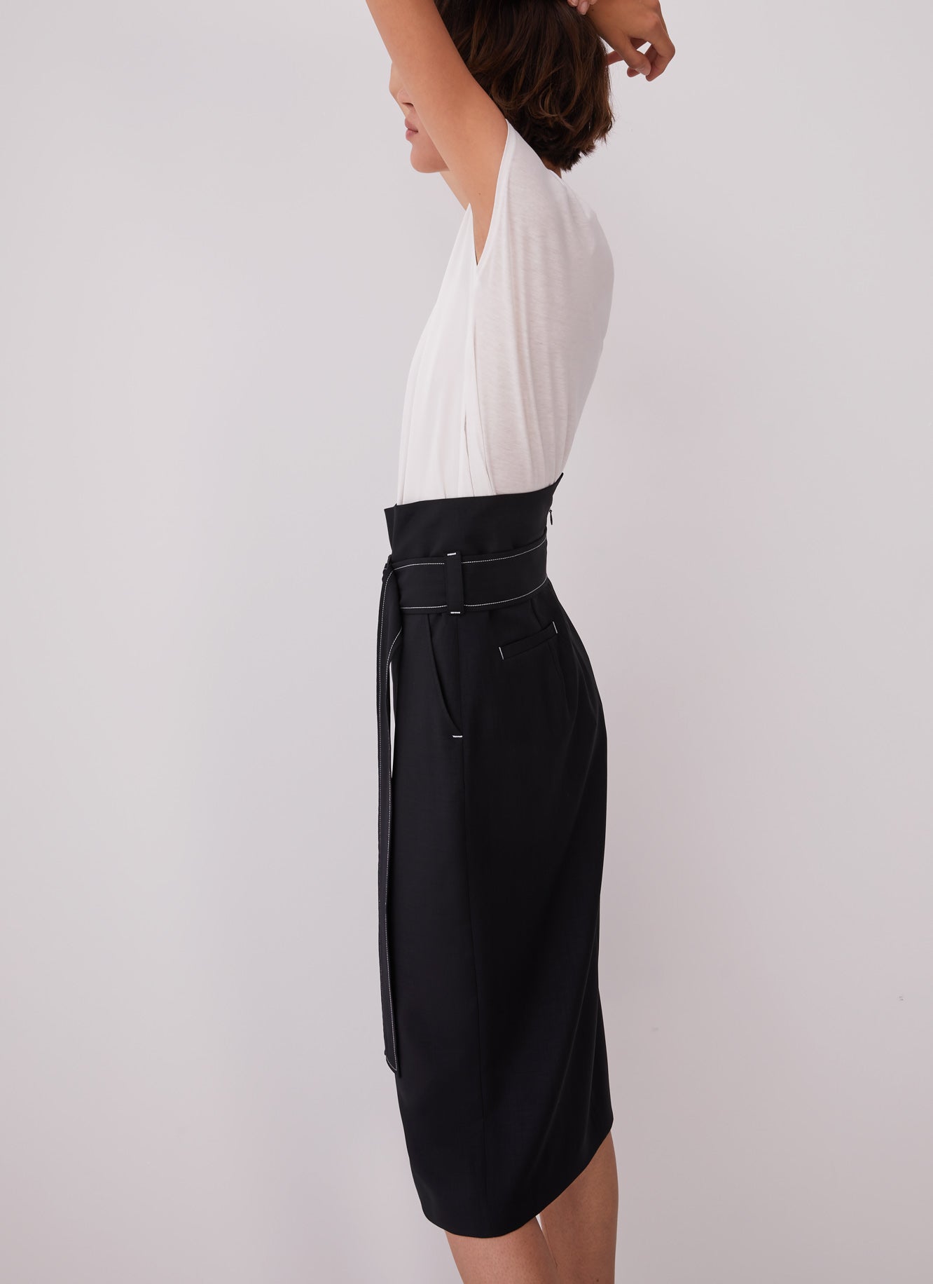 Black Straight Wrapping Skirt