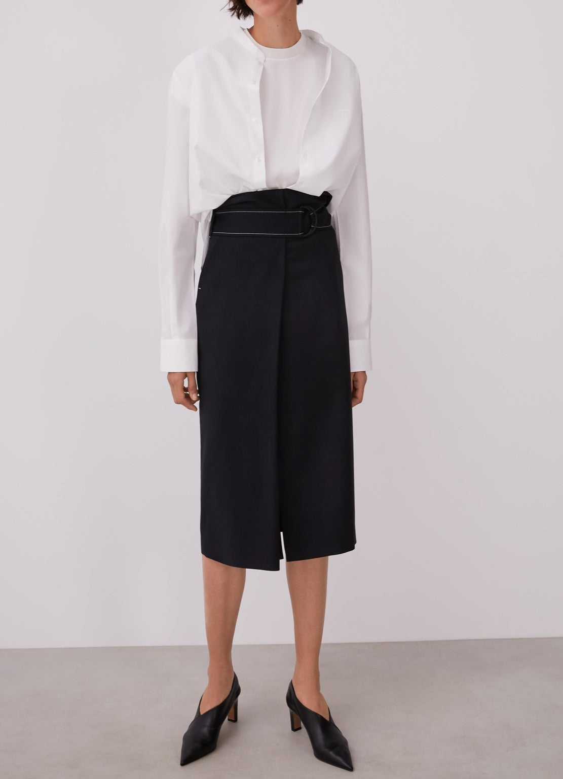 Black Straight Wrapping Skirt