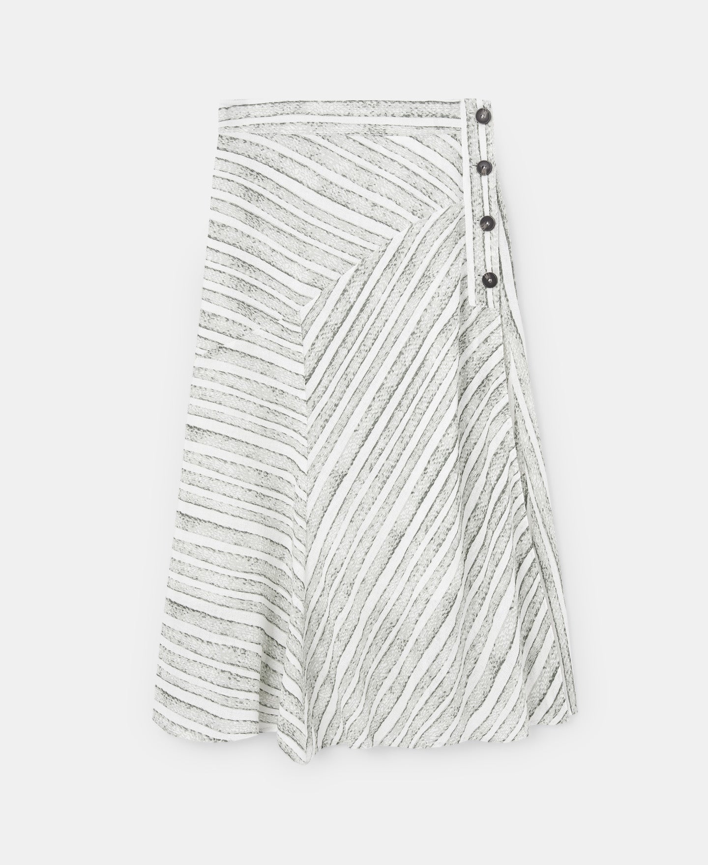 Green Stripe Linen And Cotton Striped Skirt