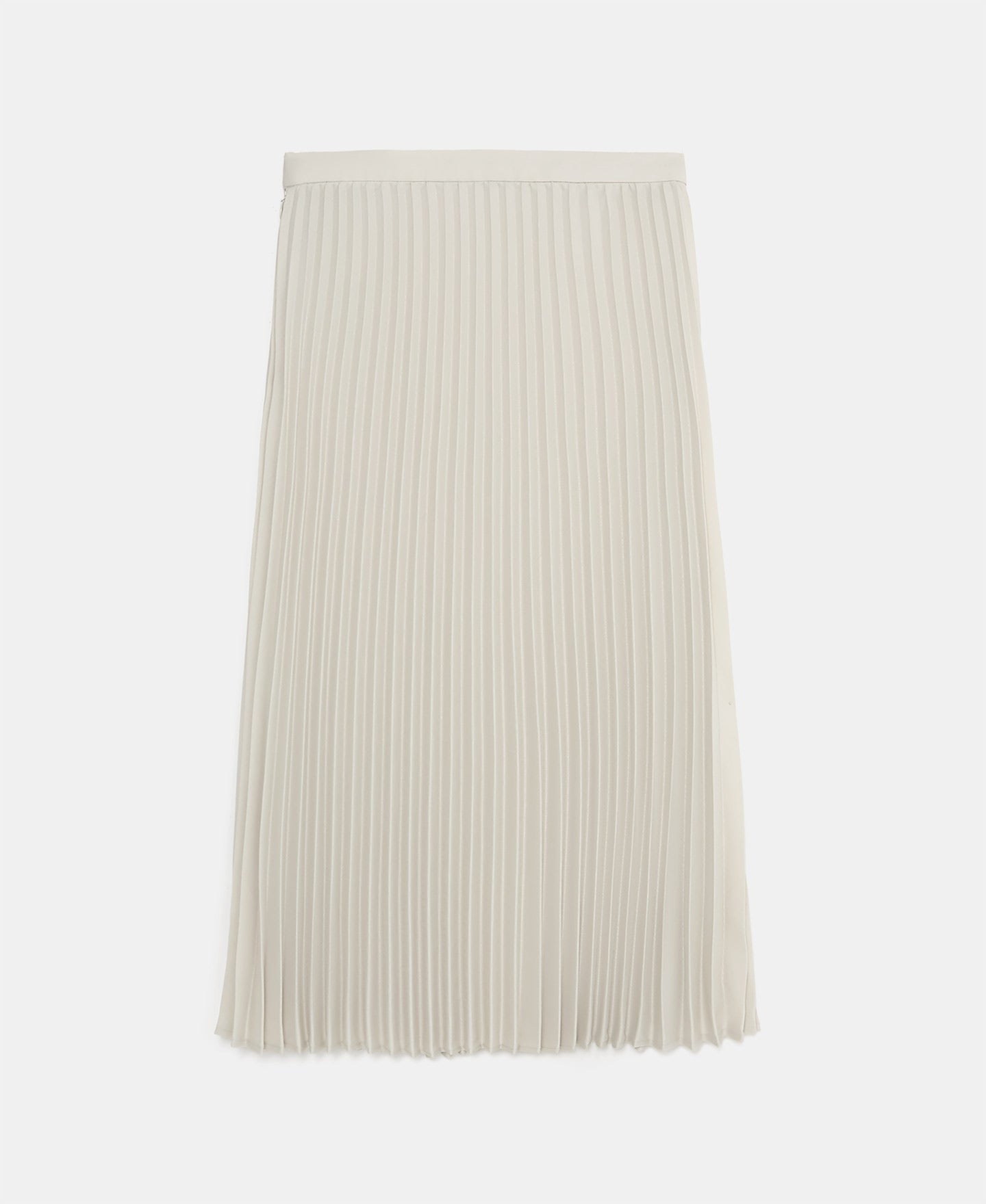 Light Cream Pleated Midi Skirt