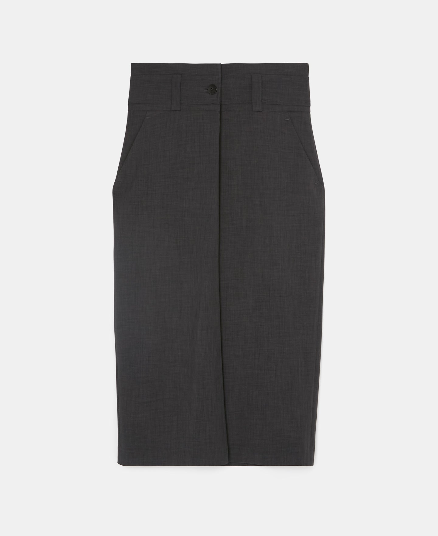 Grey Pleated Front Midi Skirt