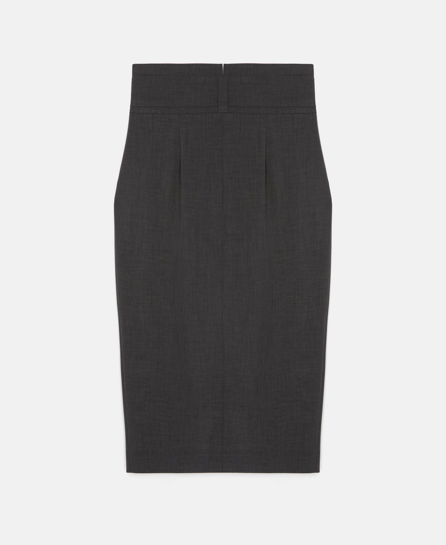 Grey Pleated Front Midi Skirt