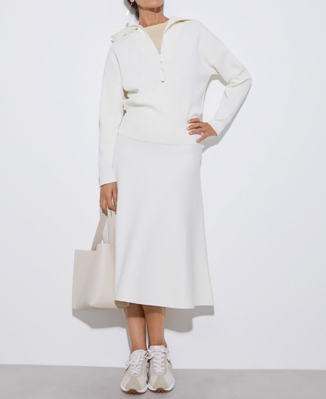 Ecru Double-Fronted Slim-Fit Garment