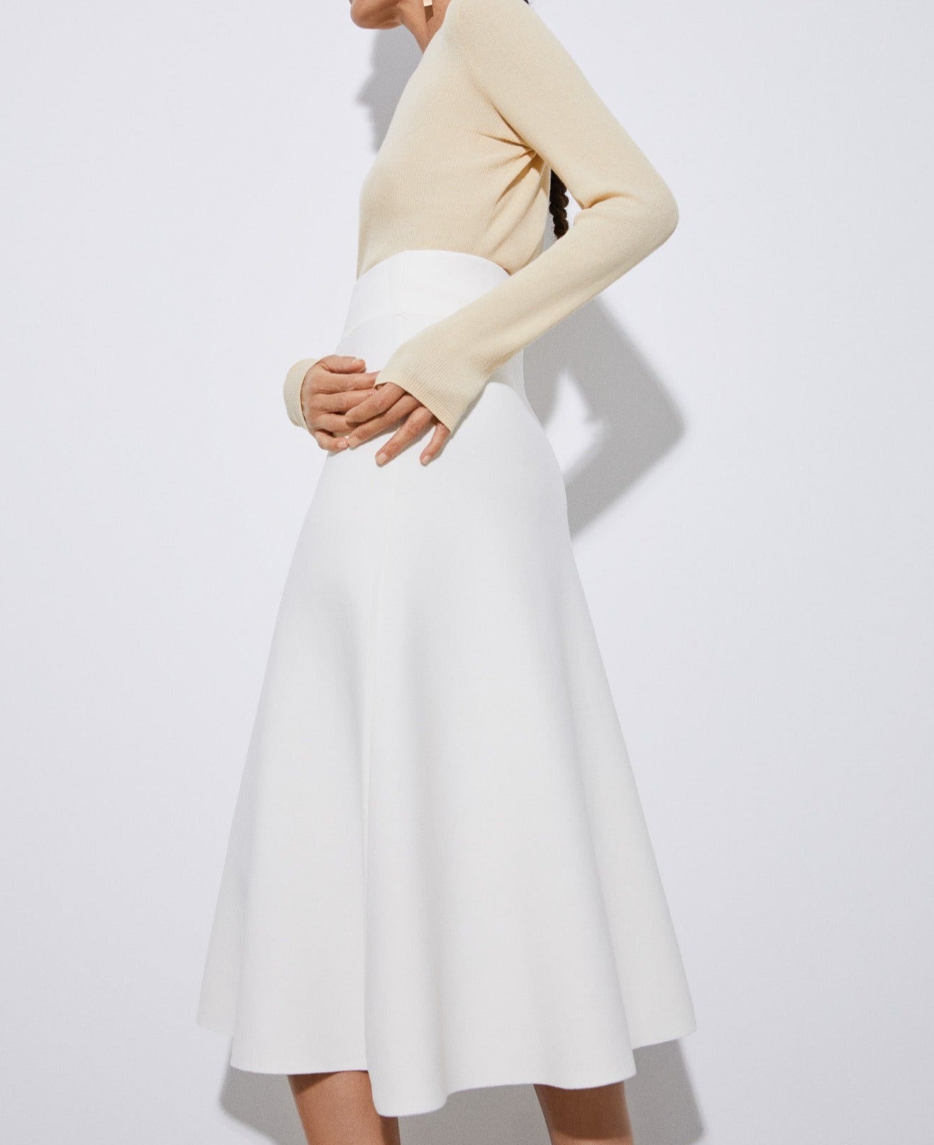 Ecru Double-Fronted Slim-Fit Garment