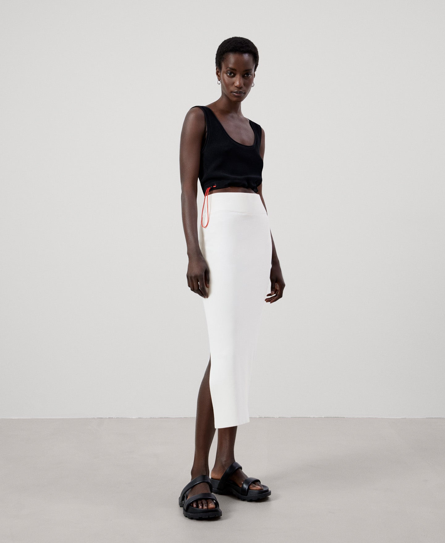 Ecru Asymmetrical Viscose Skirt