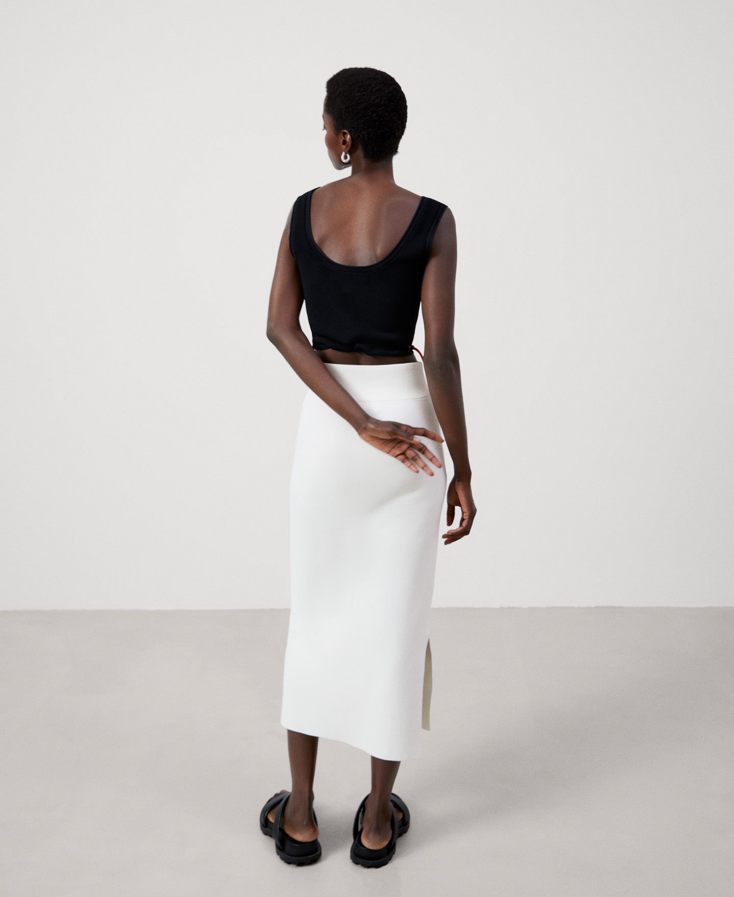 Ecru Asymmetrical Viscose Skirt