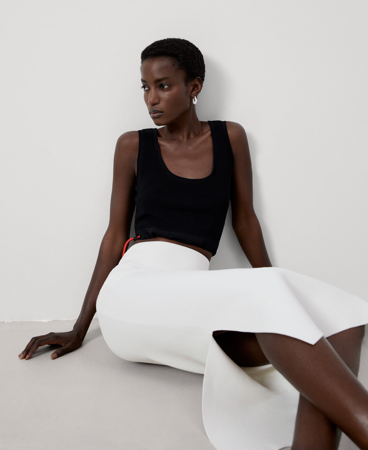 Ecru Asymmetrical Viscose Skirt