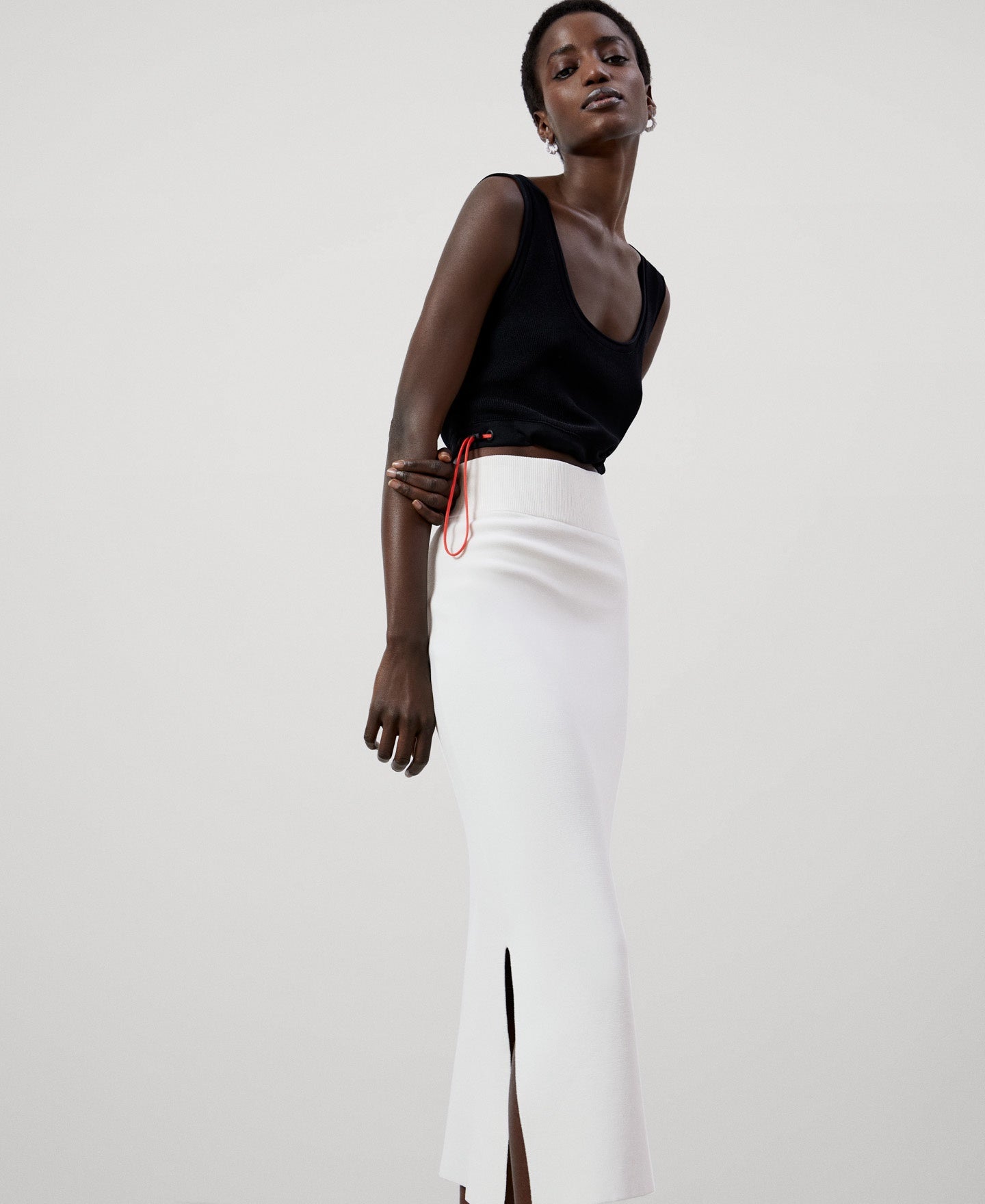 Ecru Asymmetrical Viscose Skirt