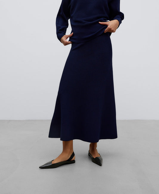 Navy Blue A-Line Long Skirt