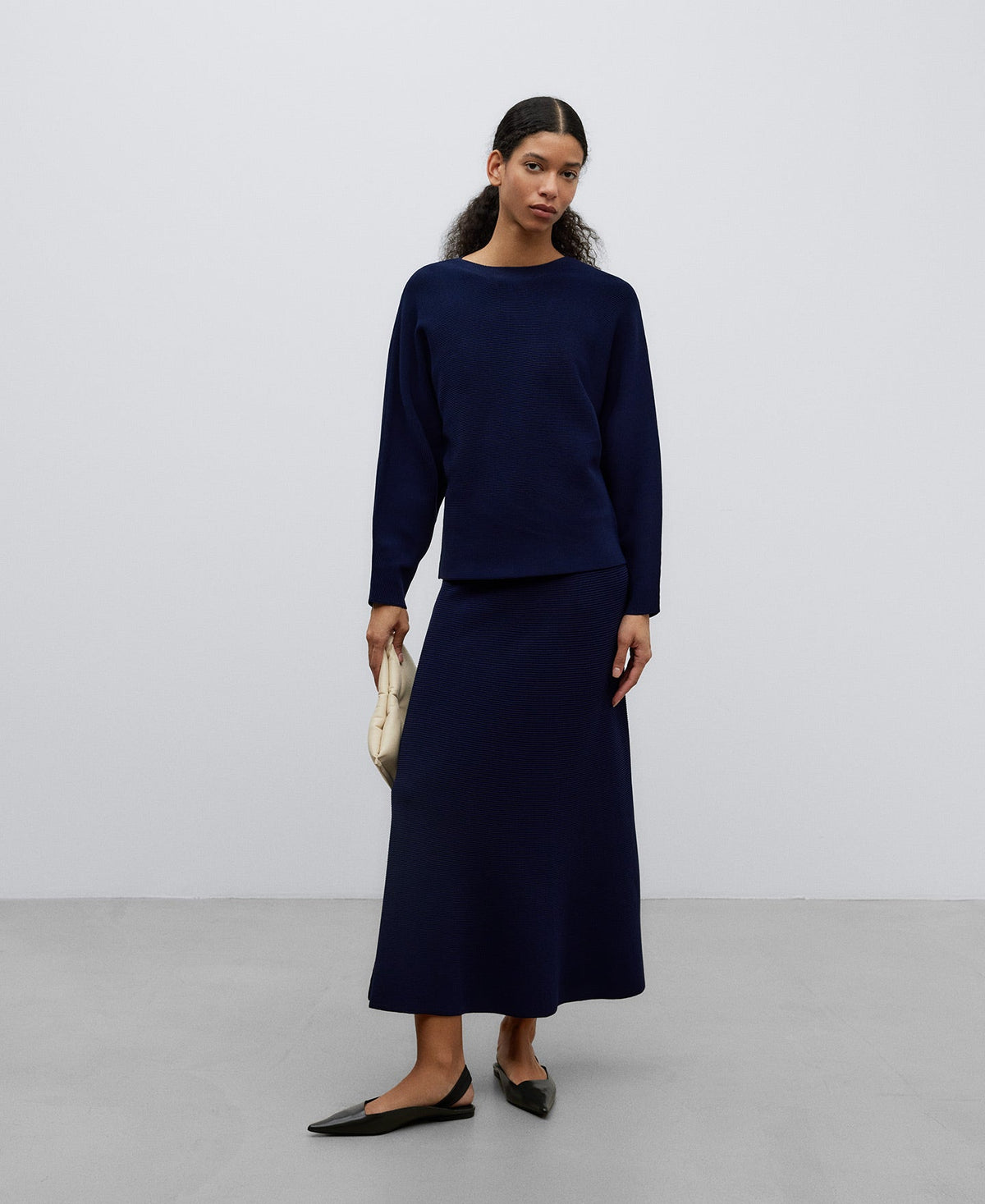 Navy Blue A-Line Long Skirt