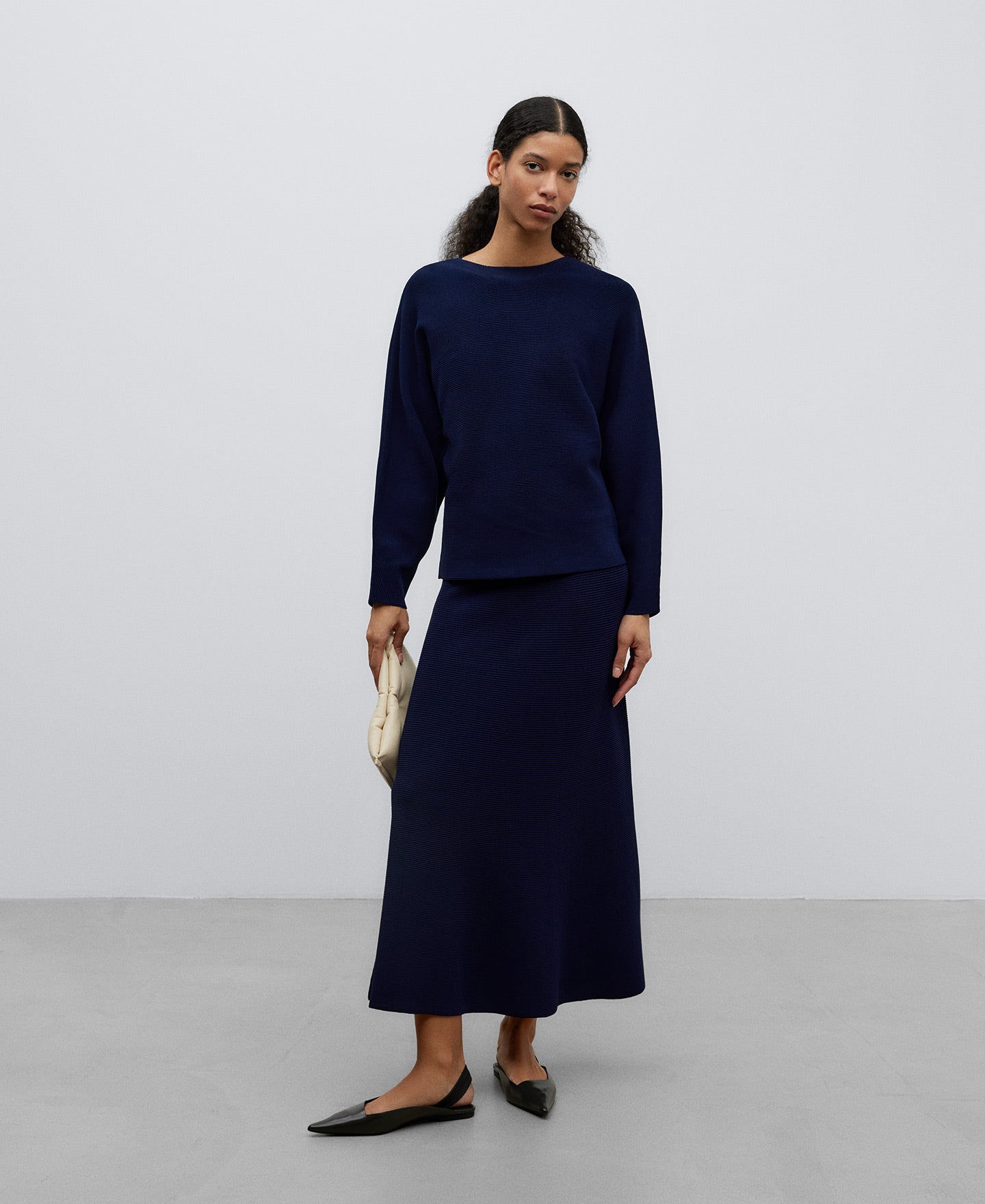 Navy Blue A-Line Long Skirt