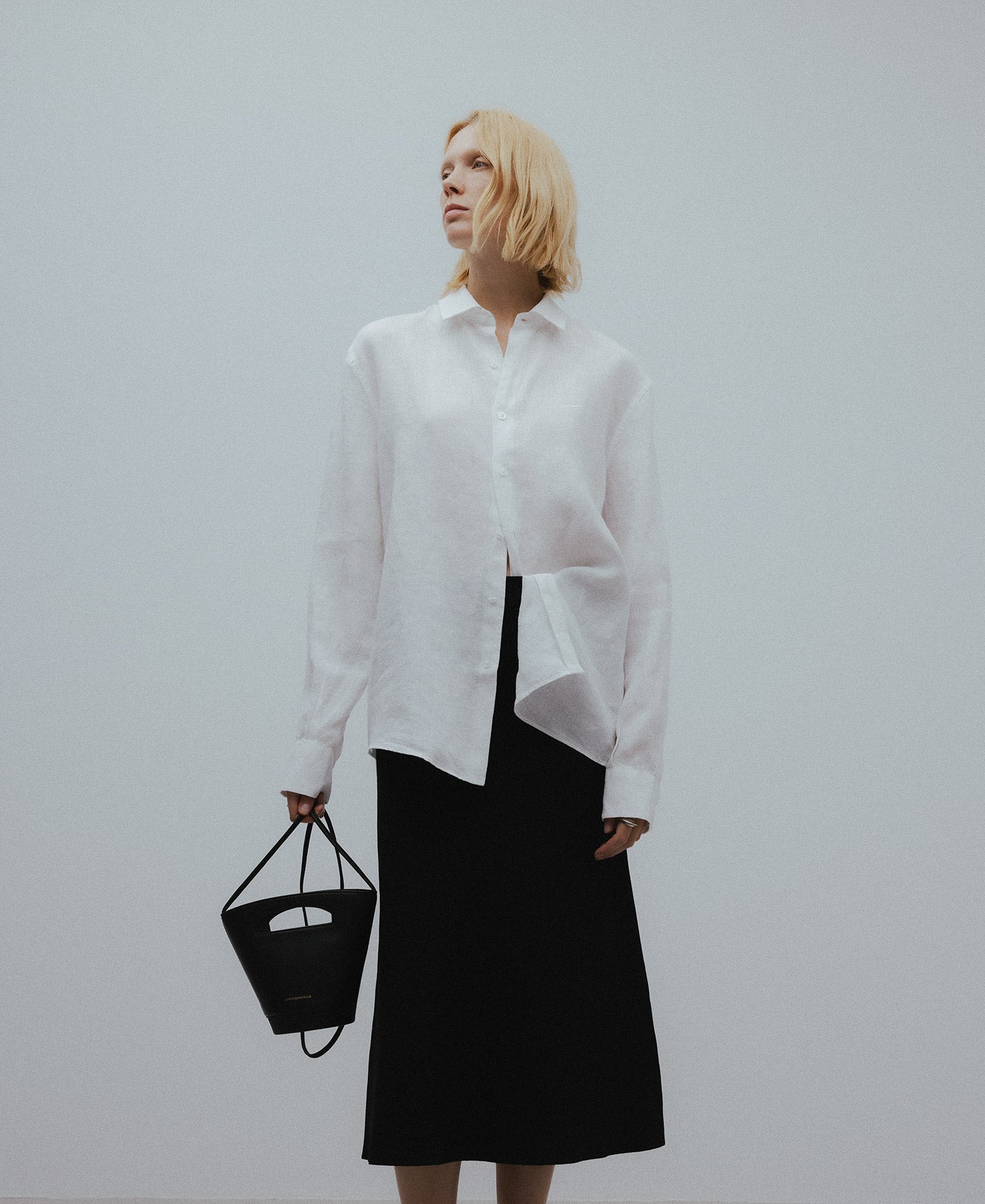 Flared nylon skirt woman in black