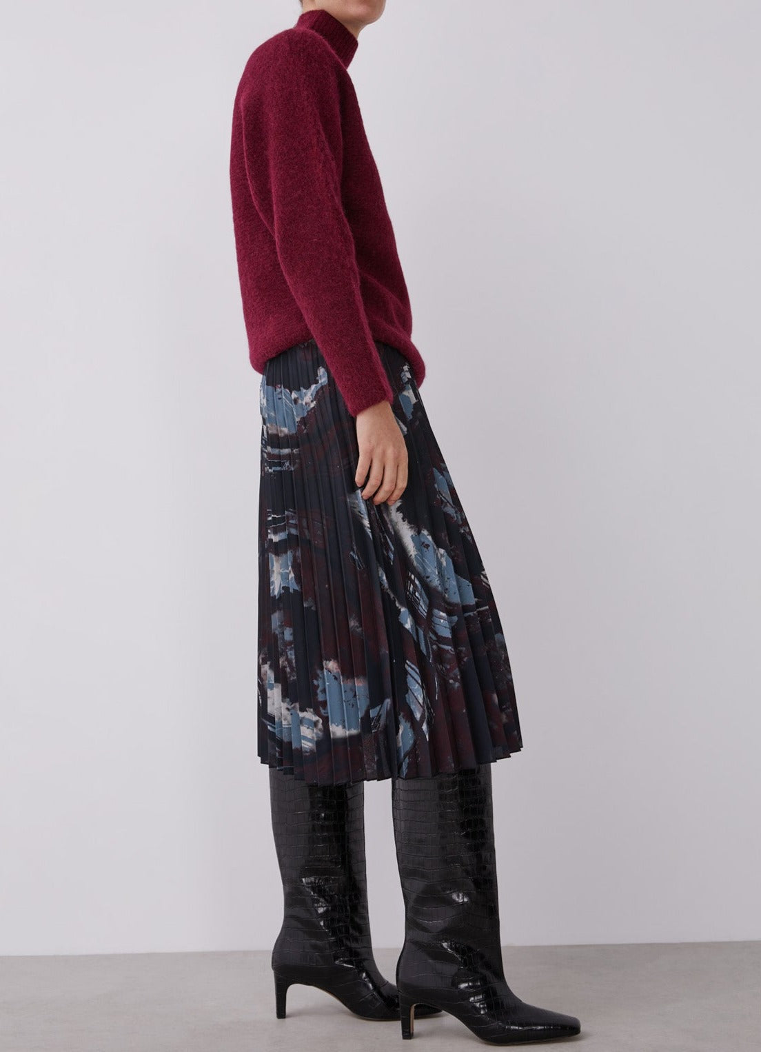 Multicolor Pleated Skirt With Signature Print