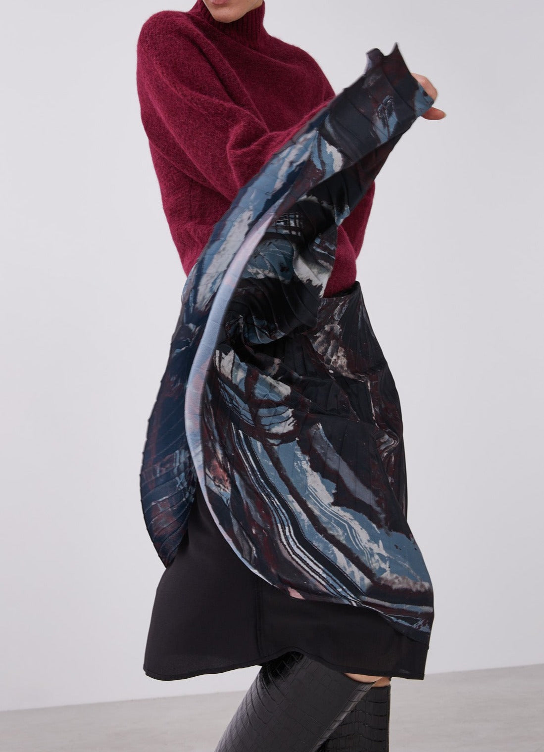 Multicolor Pleated Skirt With Signature Print