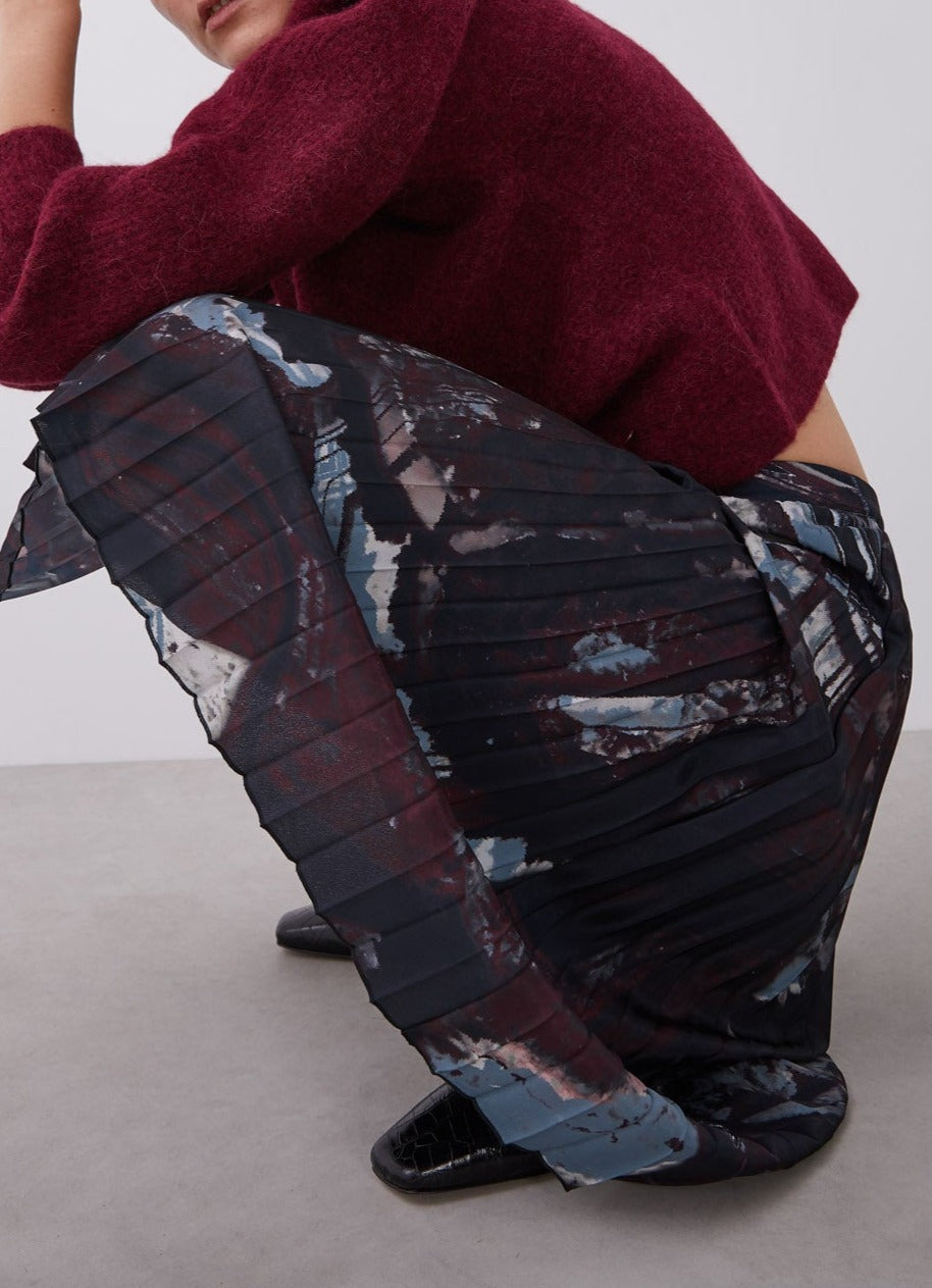 Multicolor Pleated Skirt With Signature Print