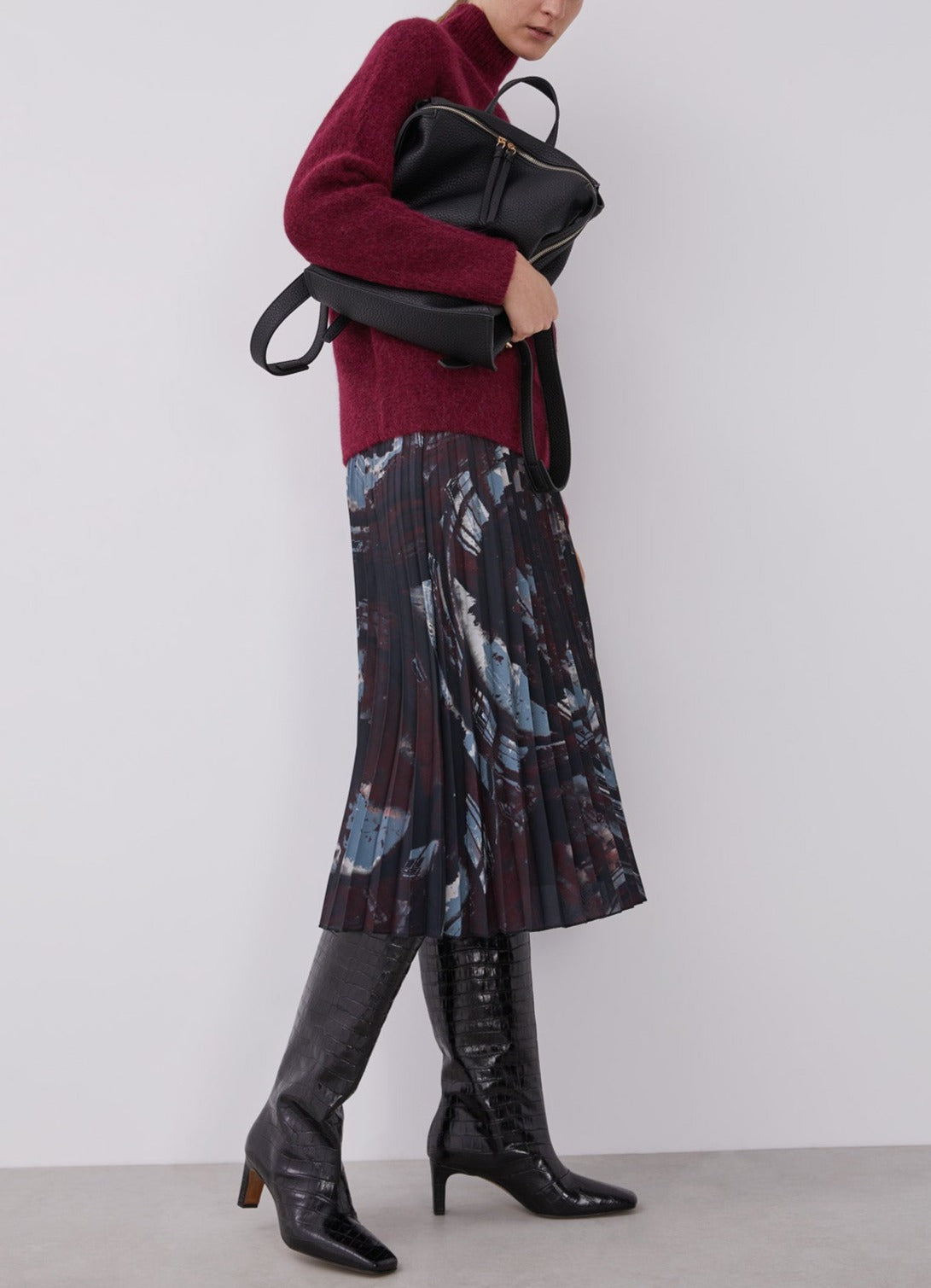 Multicolor Pleated Skirt With Signature Print