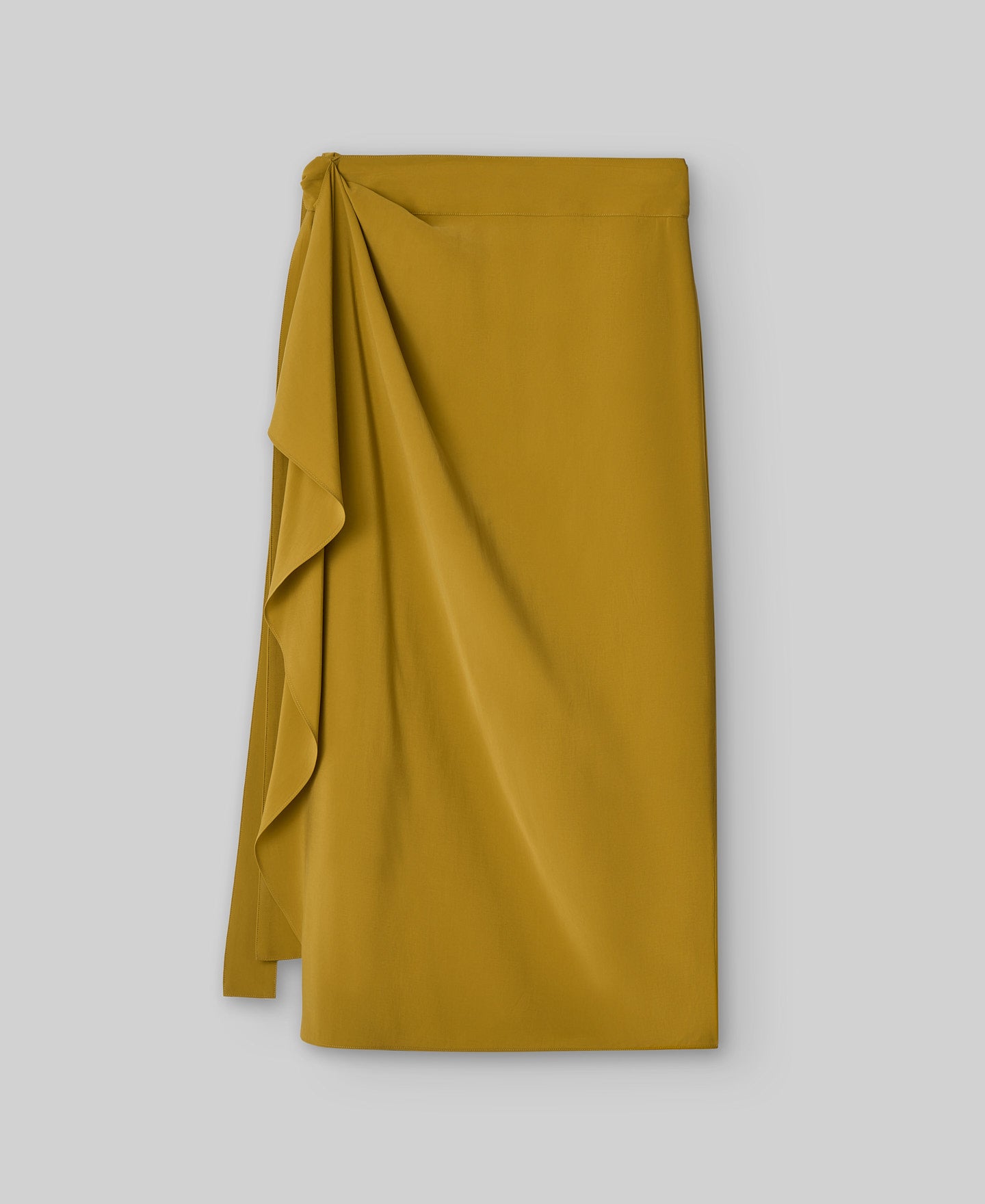 Draped skirt with knot woman in yellow turmeric