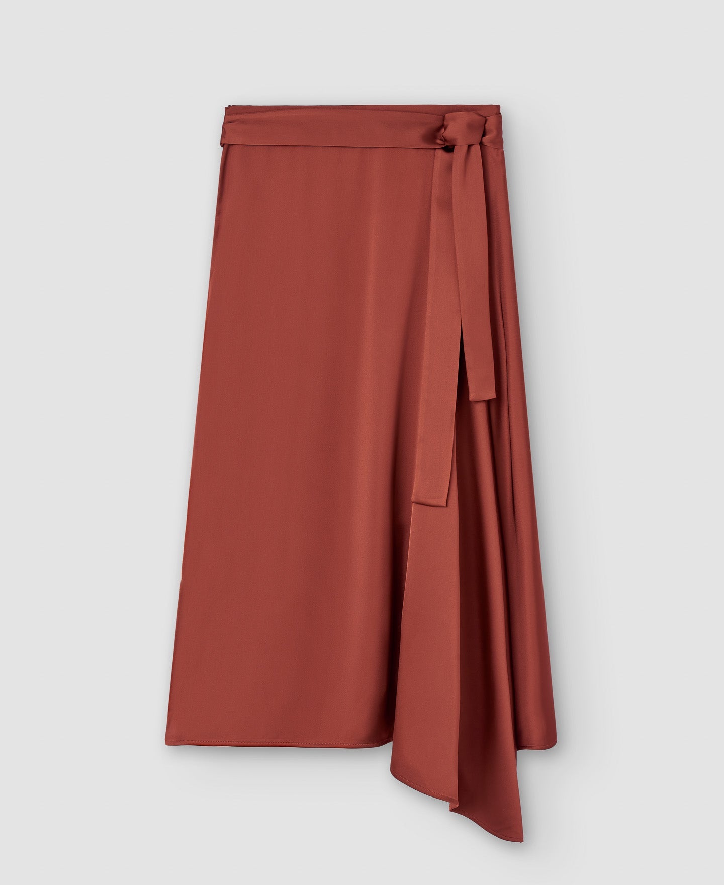Brick Red Recycled Polyester Midi Skirt
