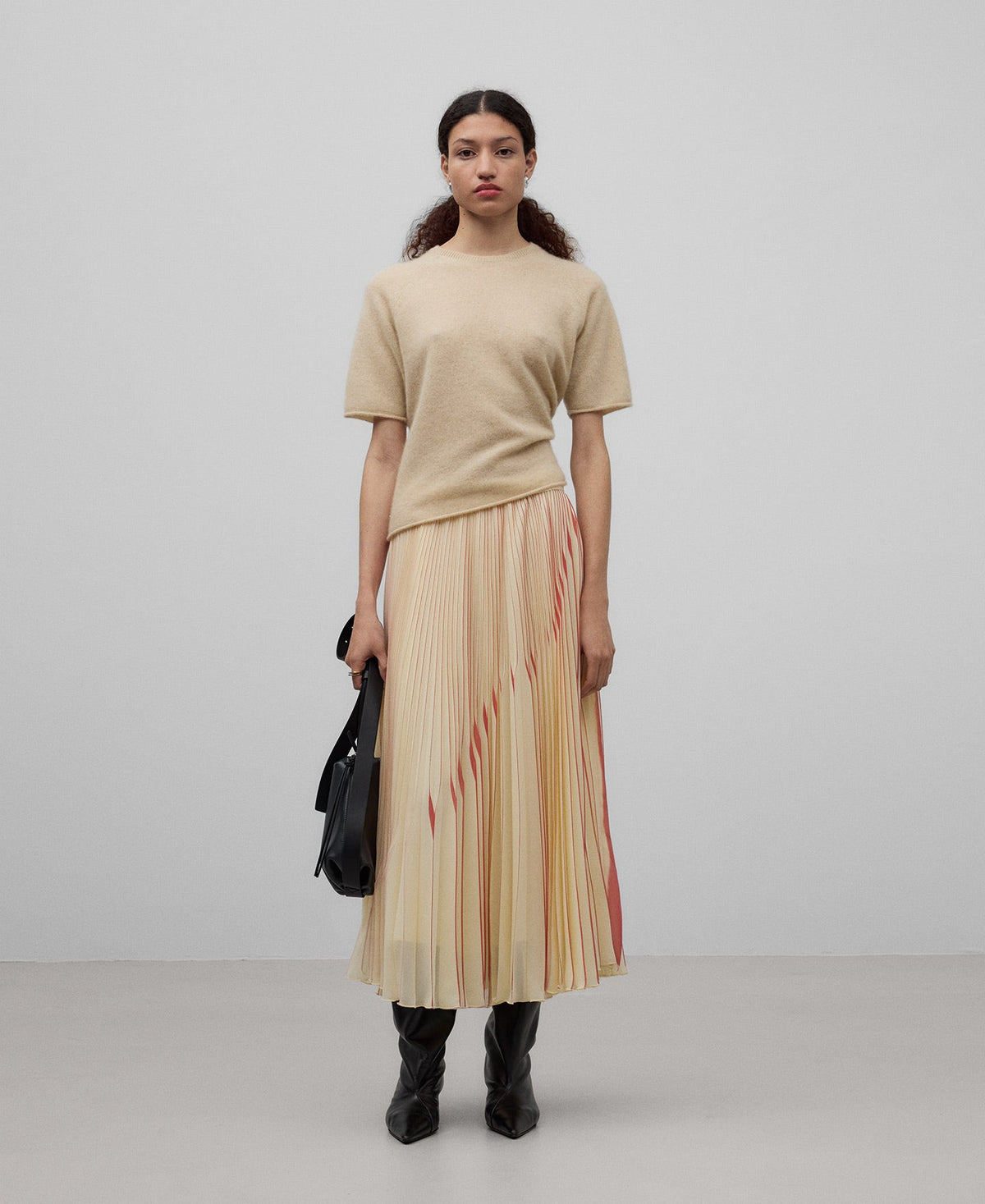 Ecru pleated skirt woman in ecru