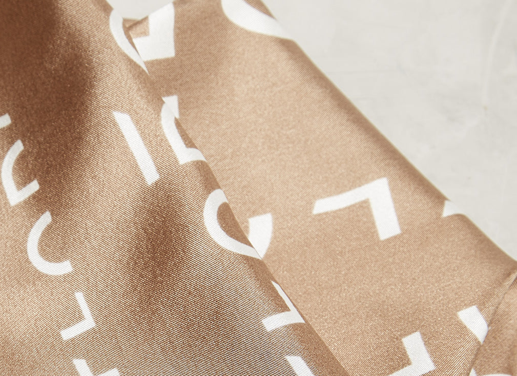 Camel Silk Scarf With Logo