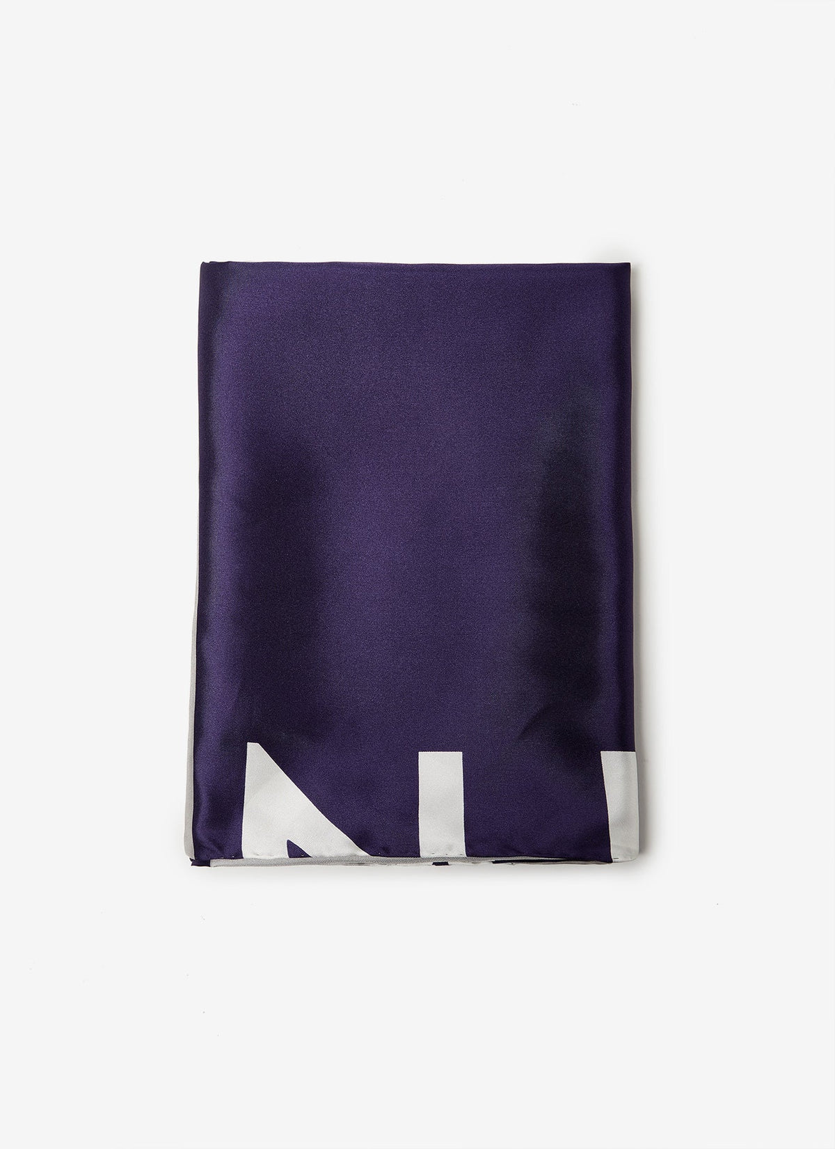 Navy Blue Mulberry Silk Logoed Neckerchief