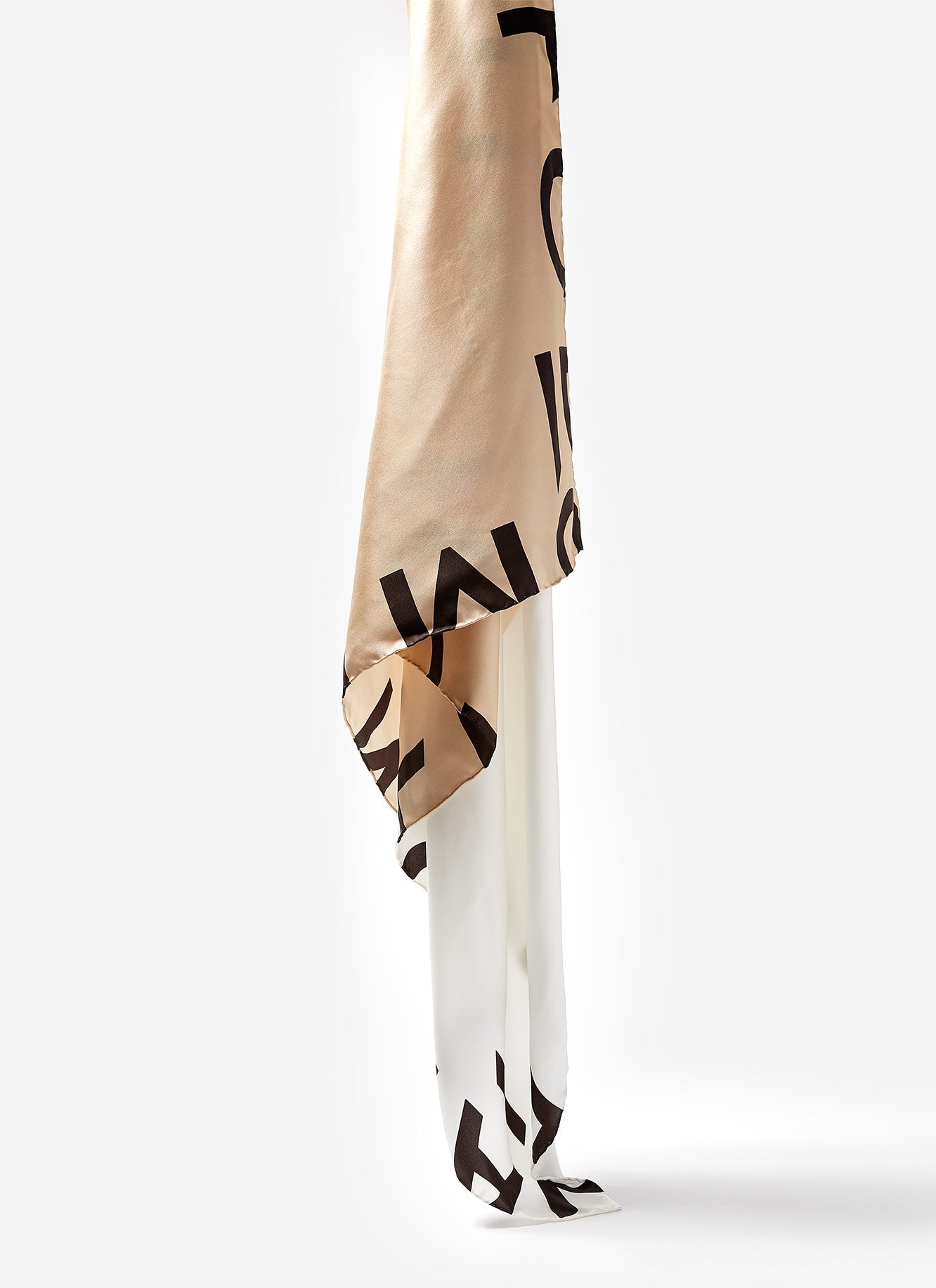 Camel Mulberry Silk Logoed Neckerchief