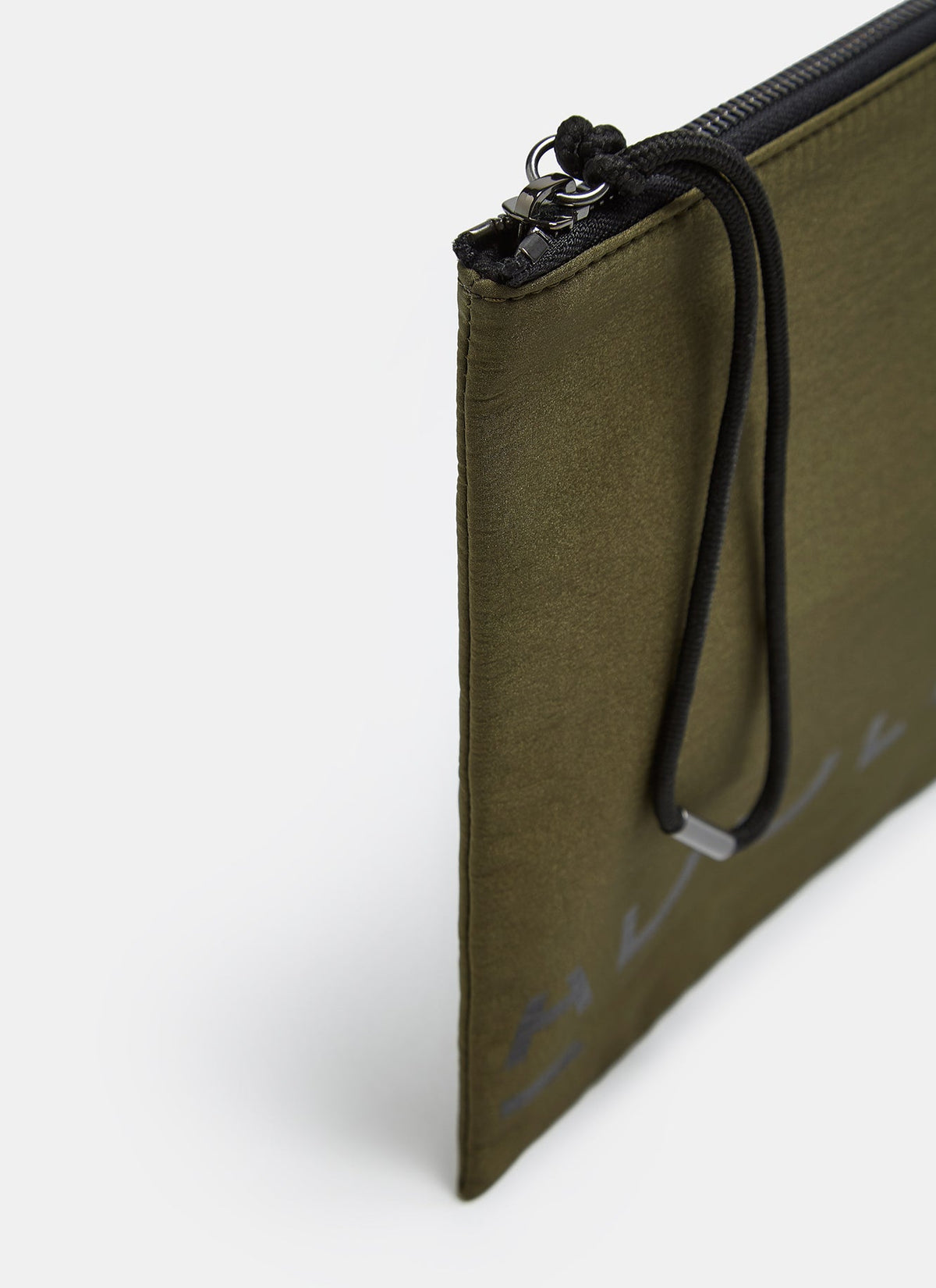 Green Nylon Vanity Bag With Zipper Closure