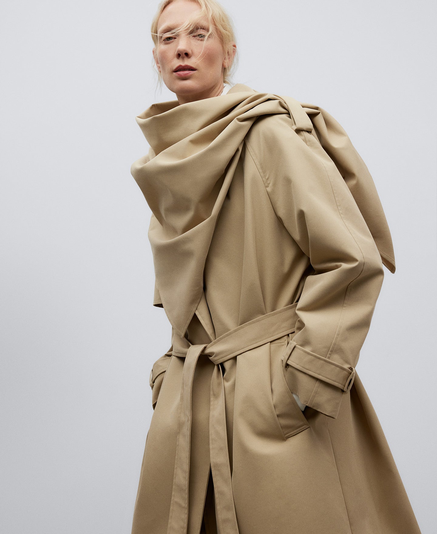 Natural Long Cotton Fabric Trench Coat