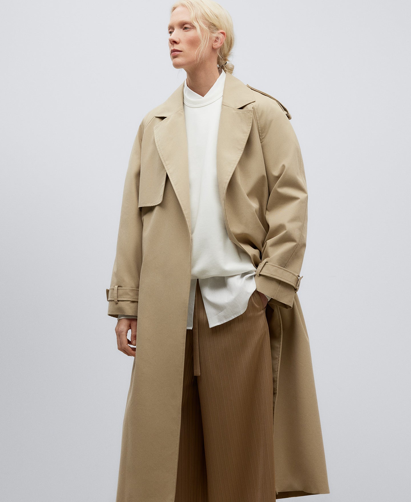 Natural Long Cotton Fabric Trench Coat