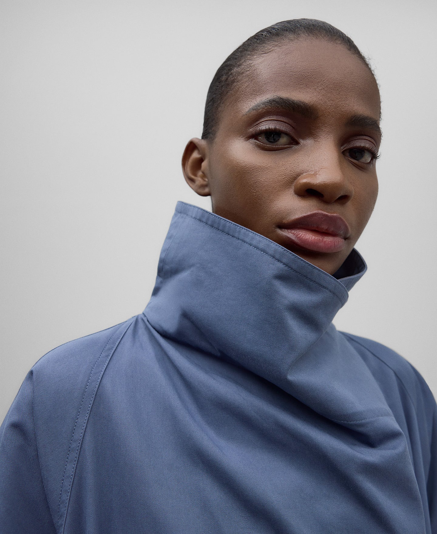 Cotton Trench Coat in Petrol Blue