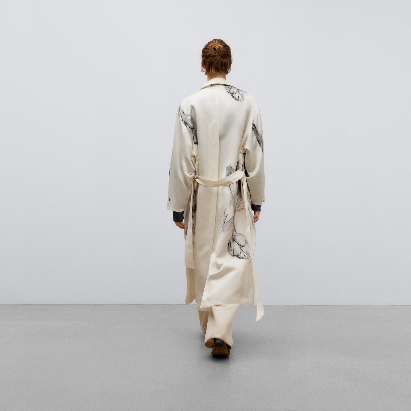 Flower Stamped Floral Printed Trench Coat