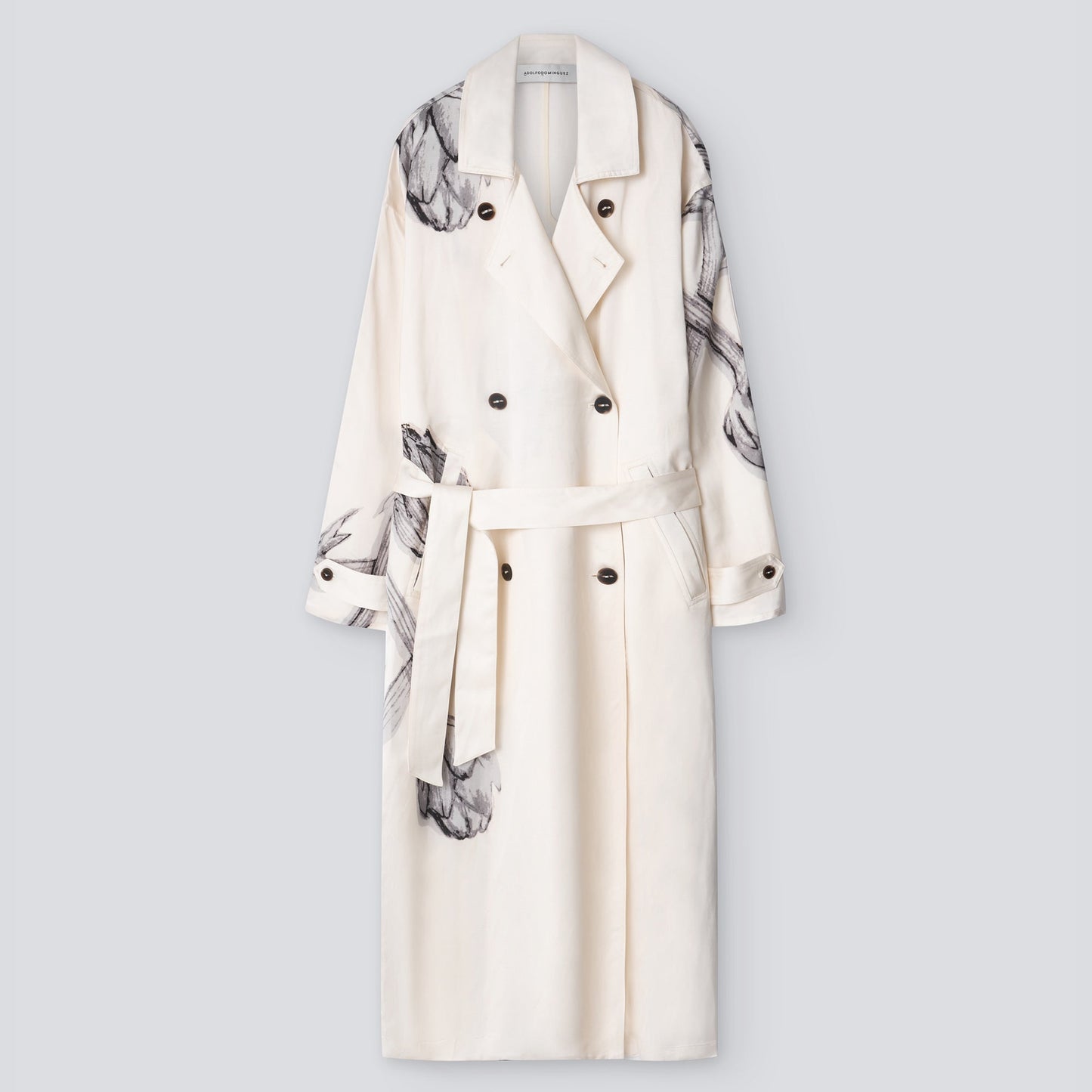 Flower Stamped Floral Printed Trench Coat