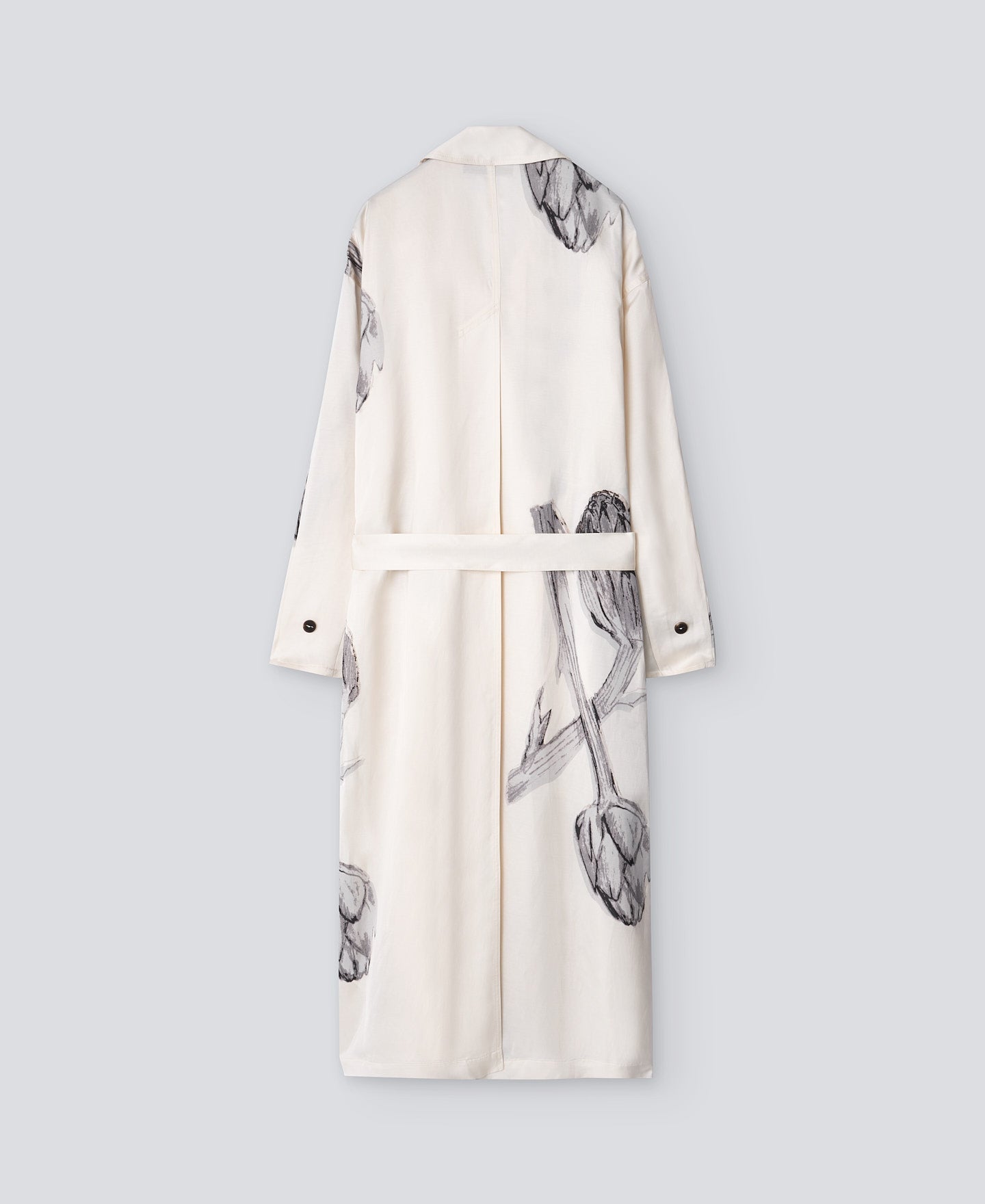 Flower Stamped Floral Printed Trench Coat