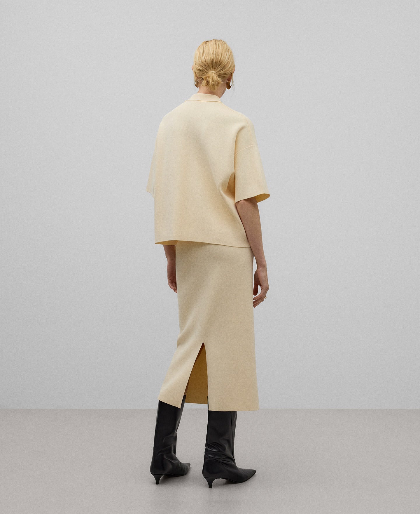 Knit Polo Shirt for Women in Light Cream