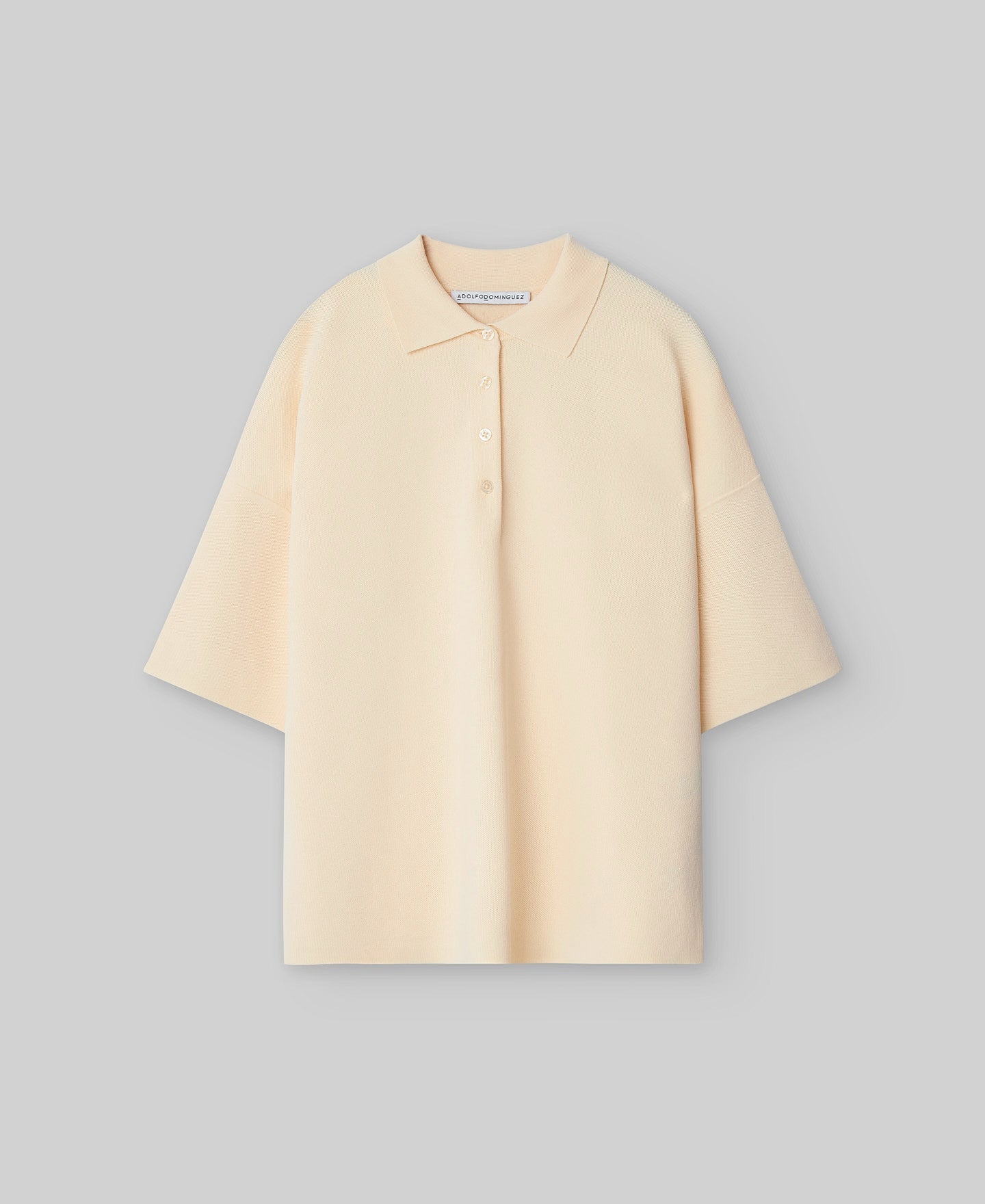 Knit Polo Shirt for Women in Light Cream