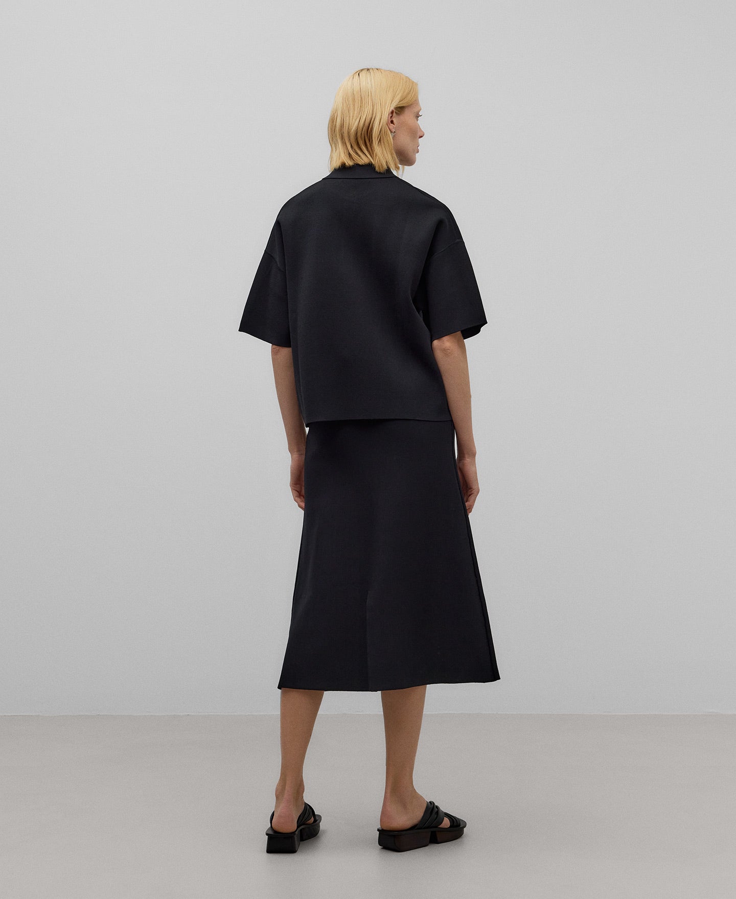 Knit Polo Shirt in Black for Women