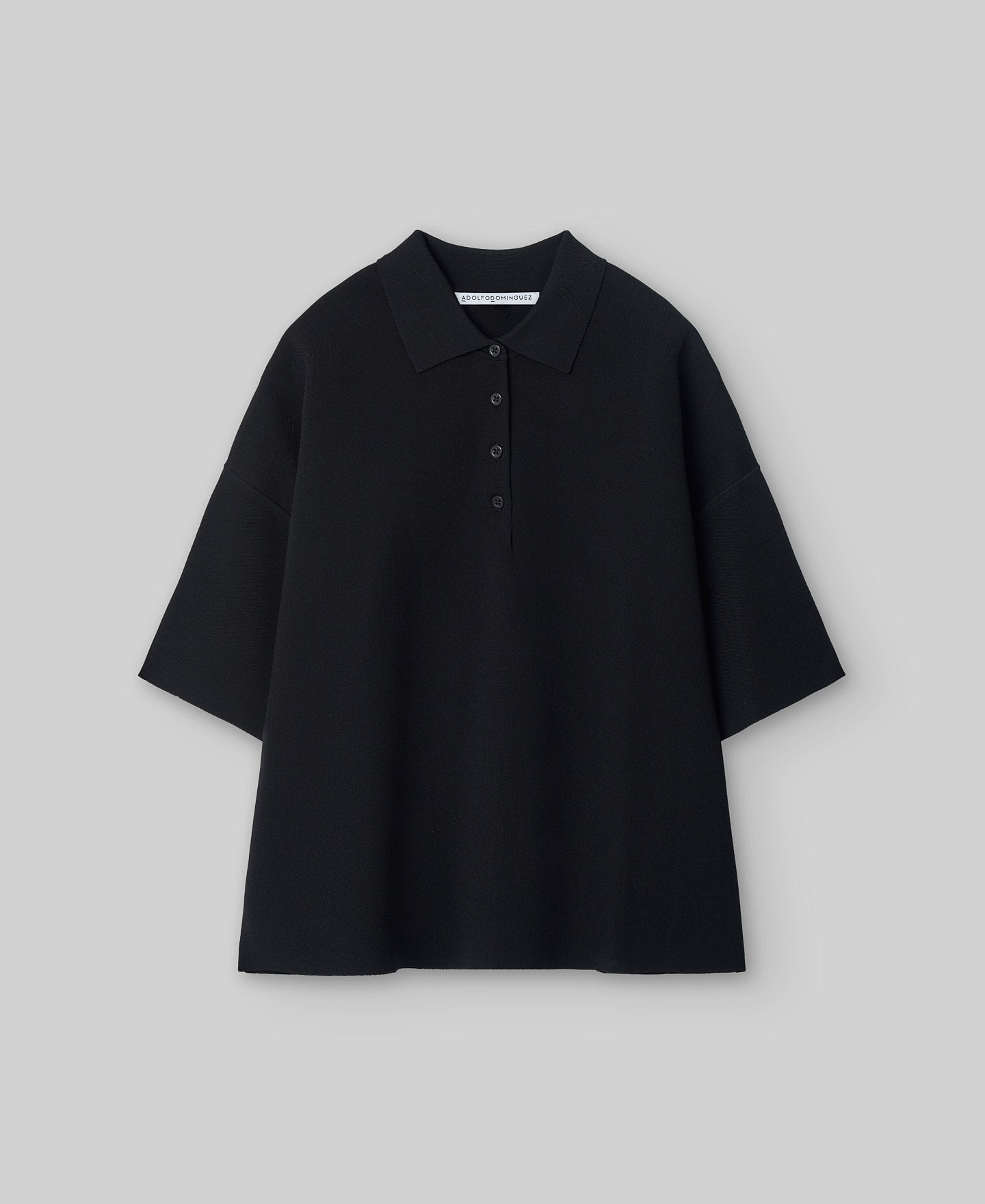 Knit Polo Shirt in Black for Women