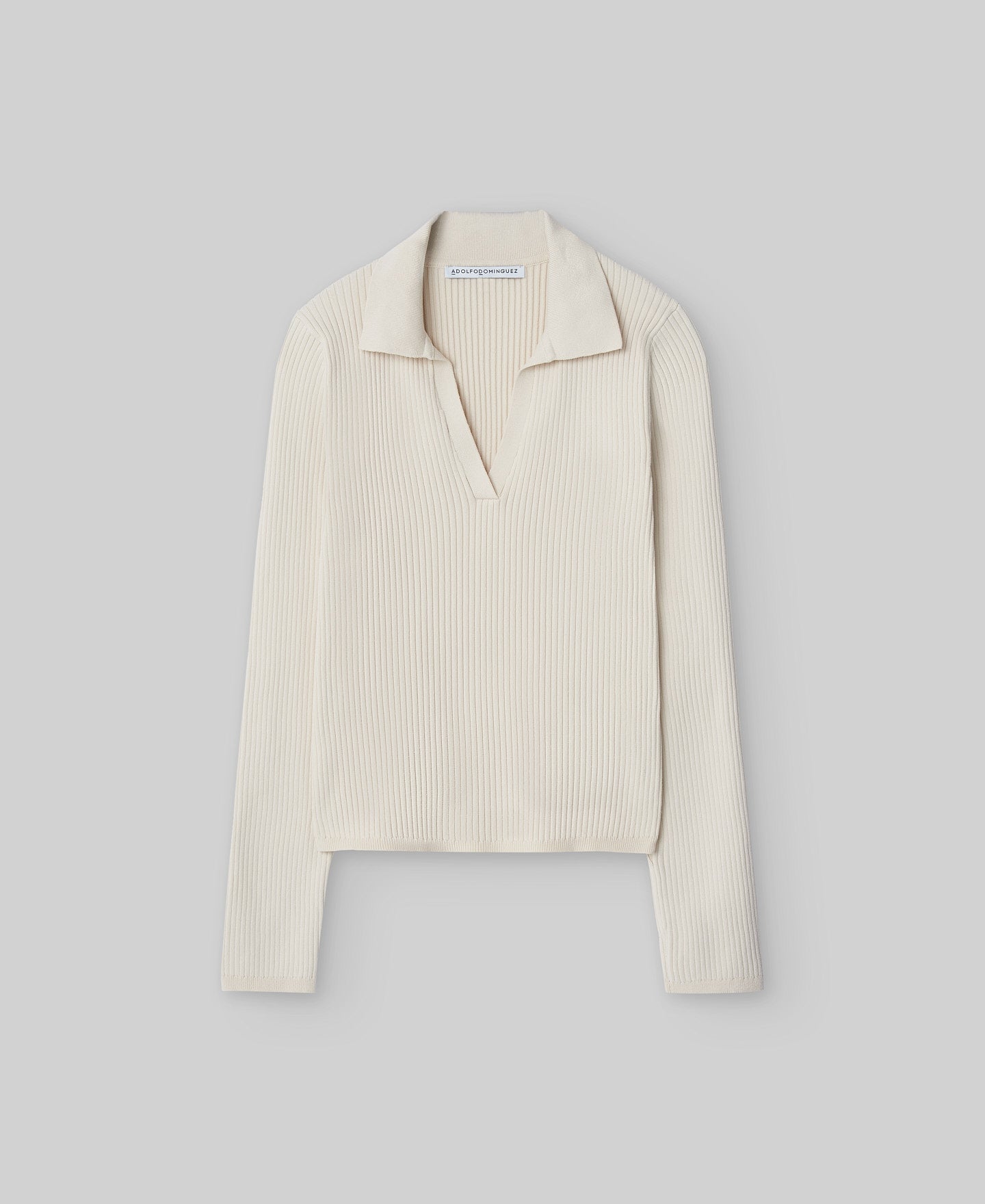 Ribbed fitted sweater woman in ecru