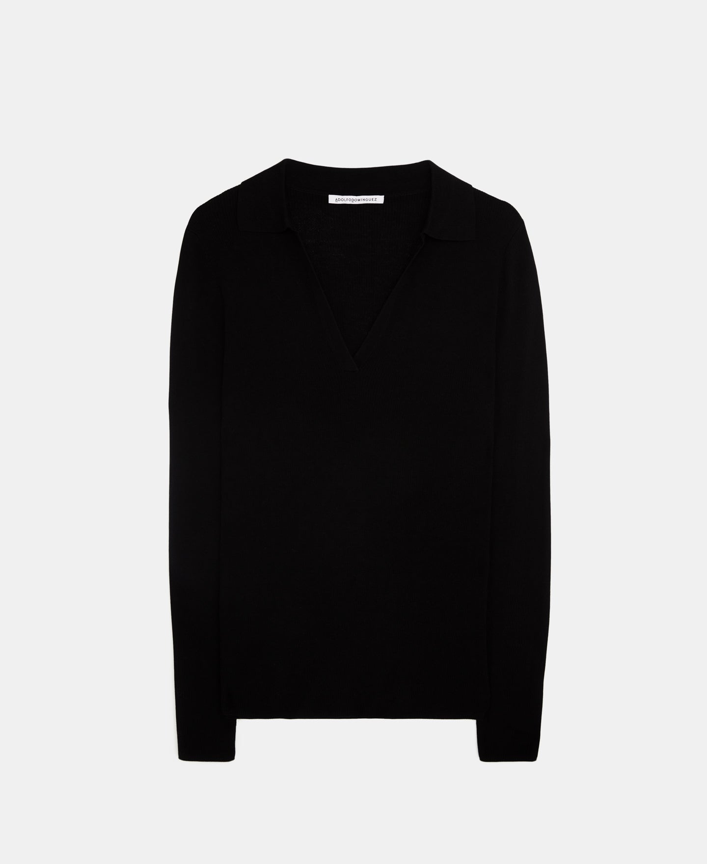 Black Merino Wool Ribbed Sweater