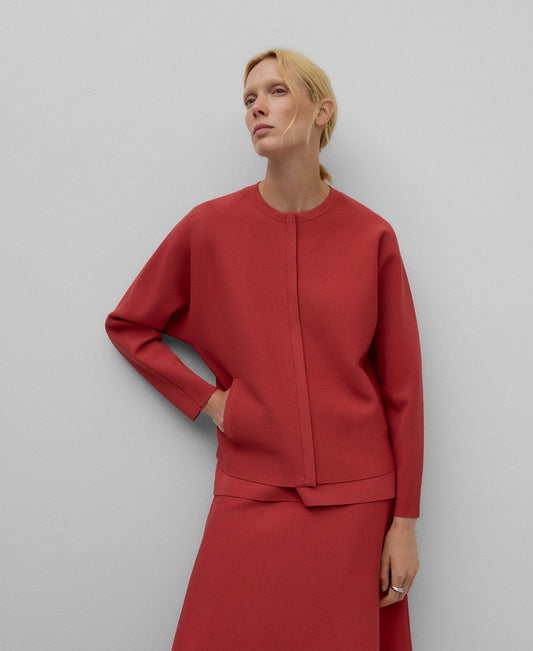 Knit jacket woman in rose and mist