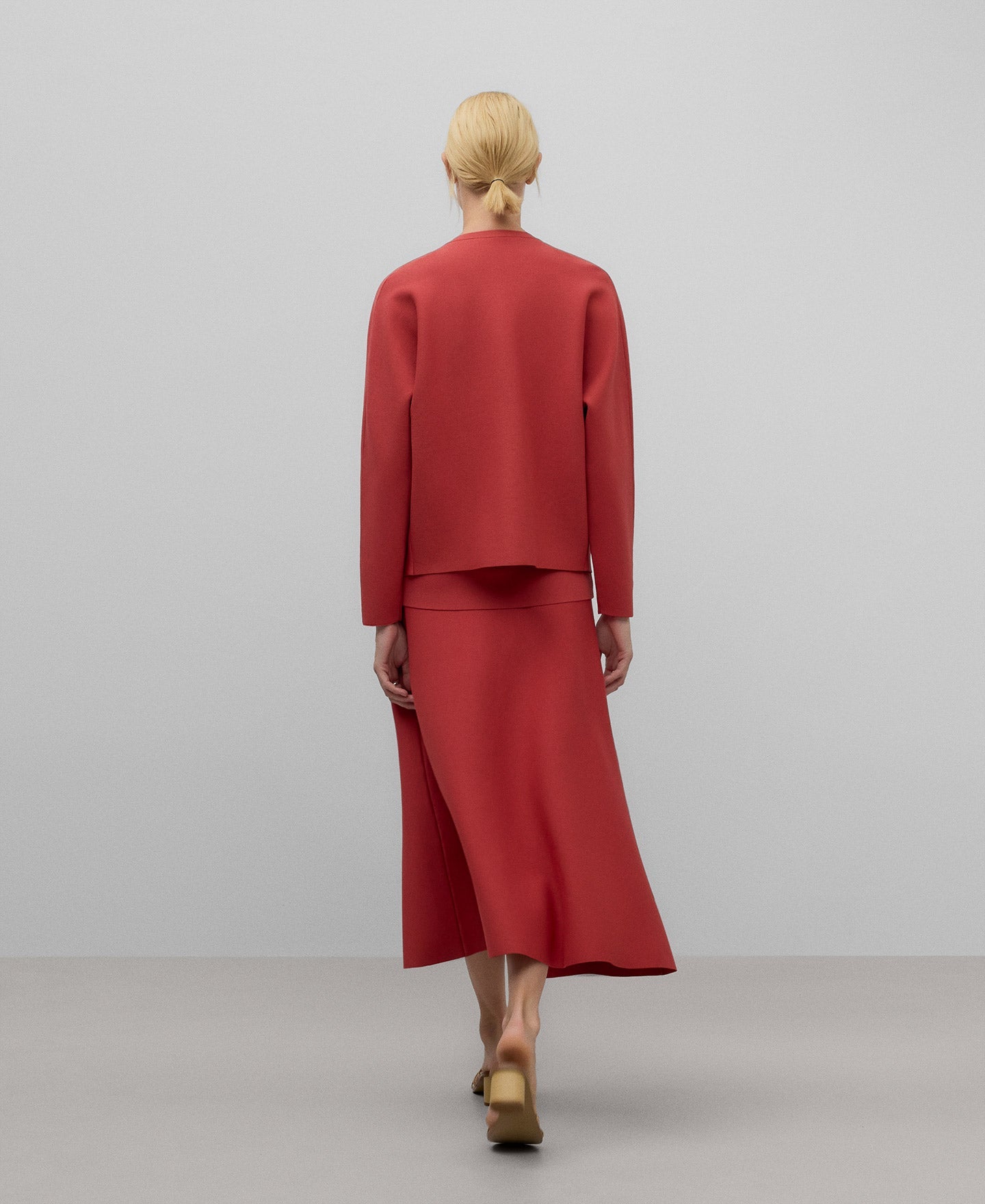 Knit jacket woman in rose and mist