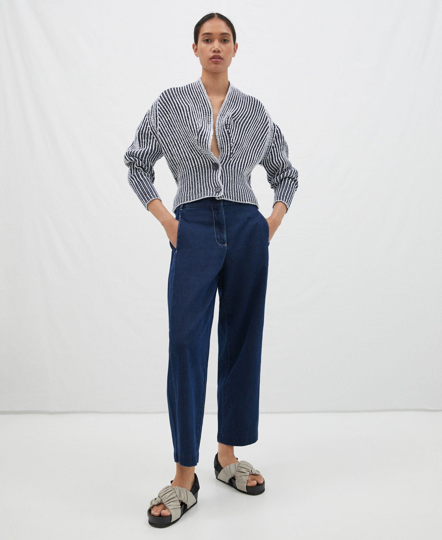 Multicolour Knitted Jacket With Two Buttons