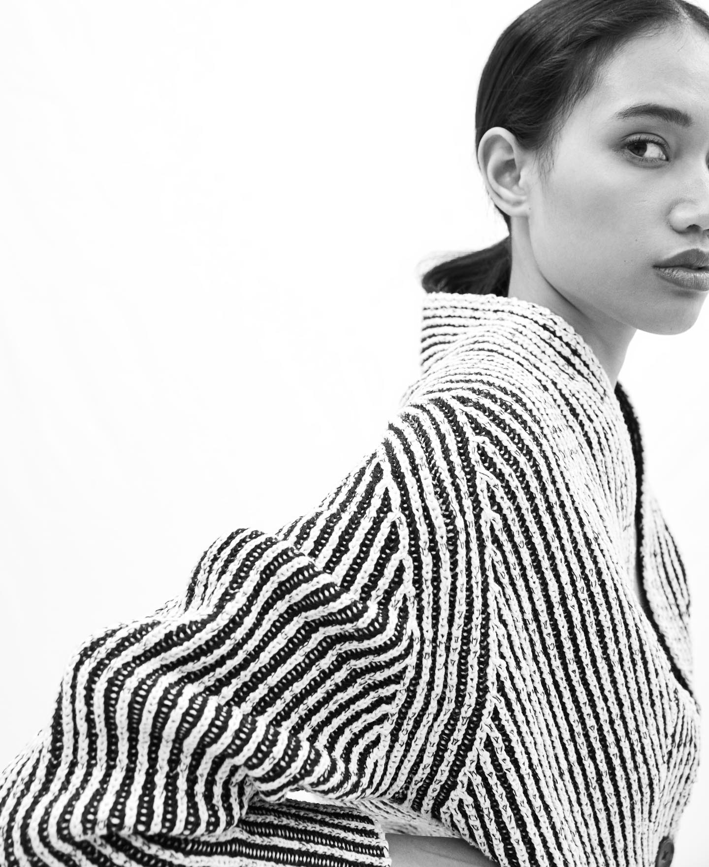 Multicolour Knitted Jacket With Two Buttons