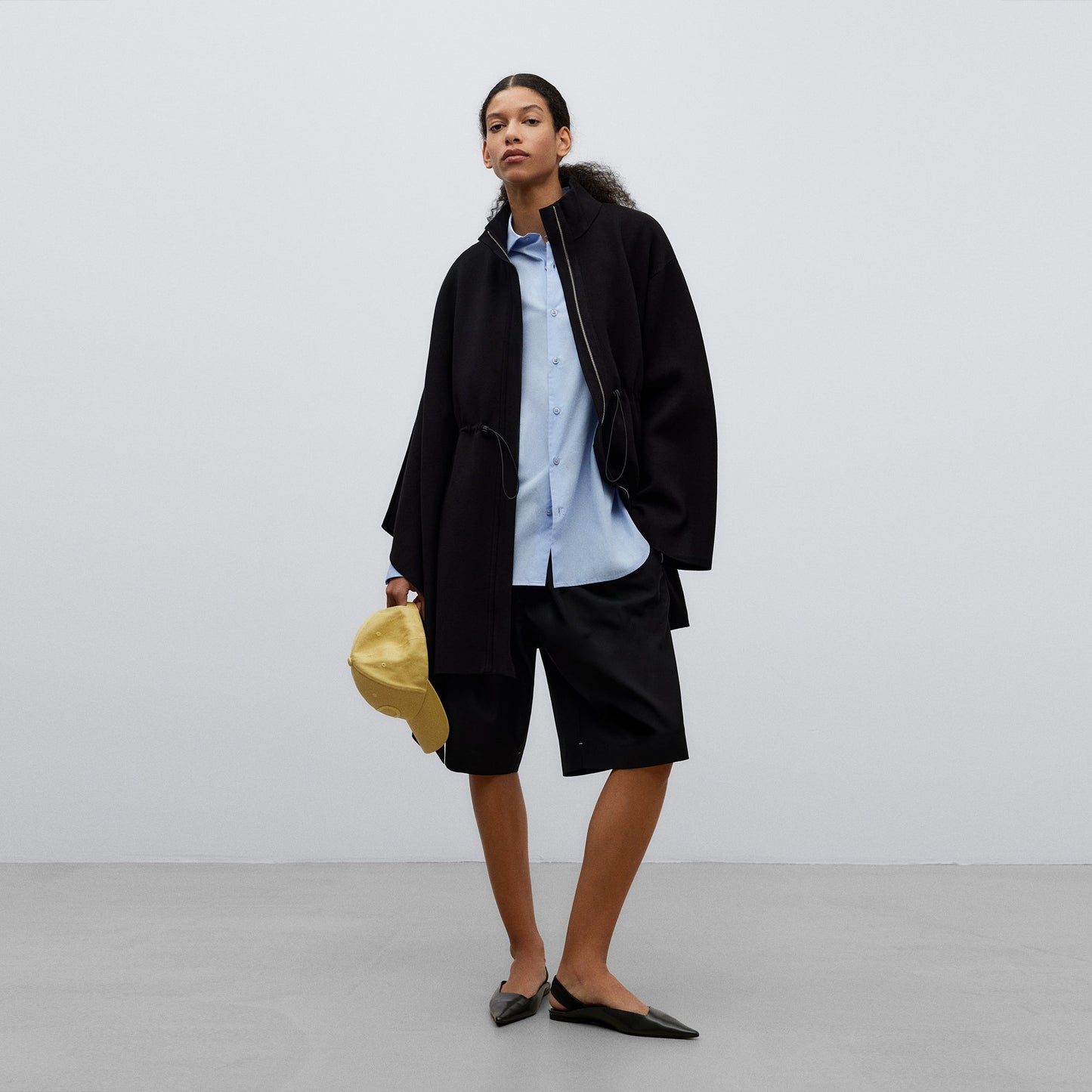 Black Double-Fronted Knit Coat