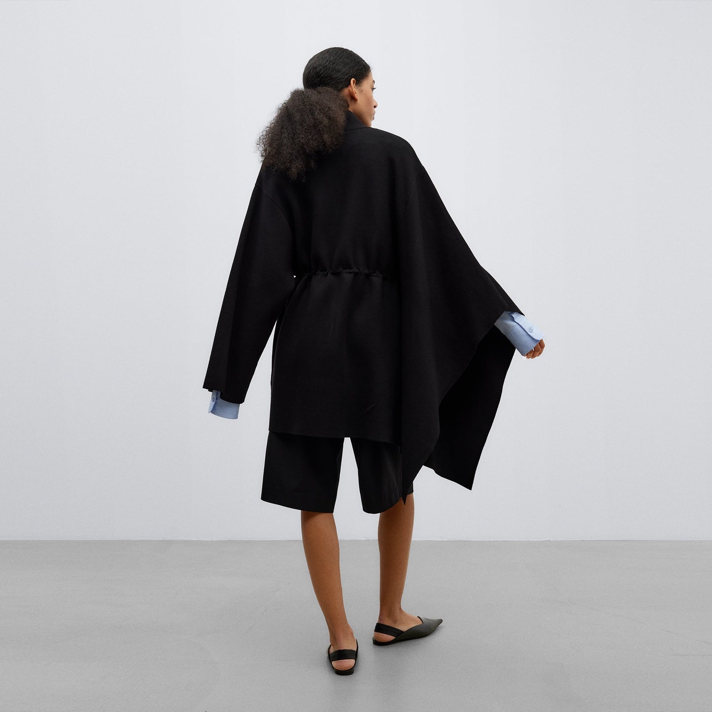 Black Double-Fronted Knit Coat