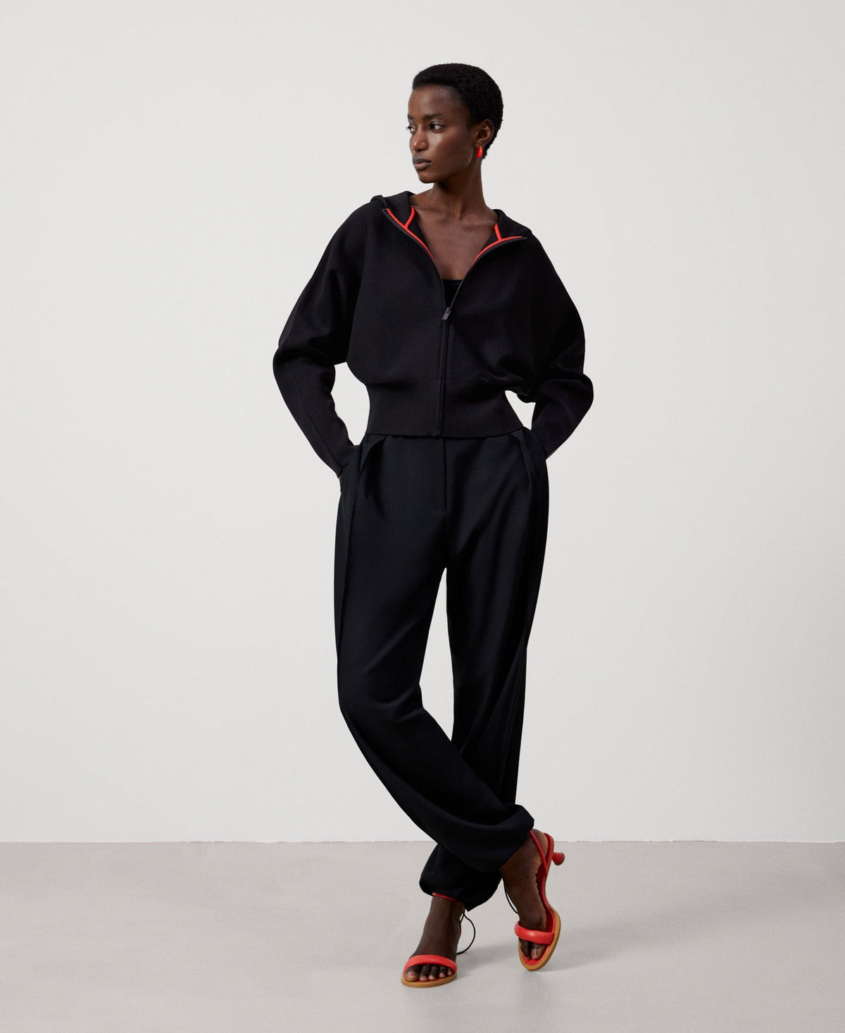 Black Viscose And Nylon Jacket